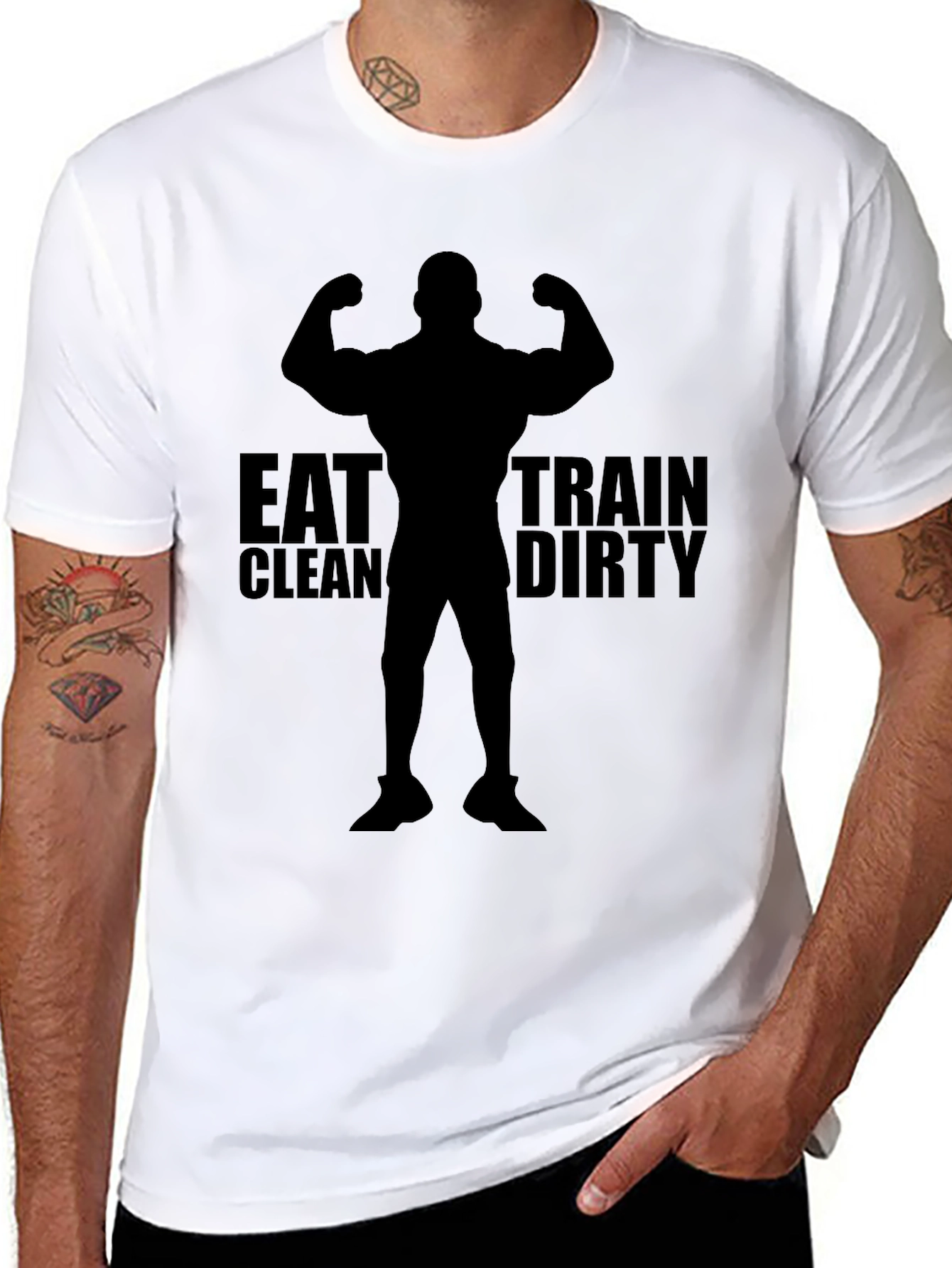 Eat Clean Train Dirty Black T-Shirt Gym Bodybuilding