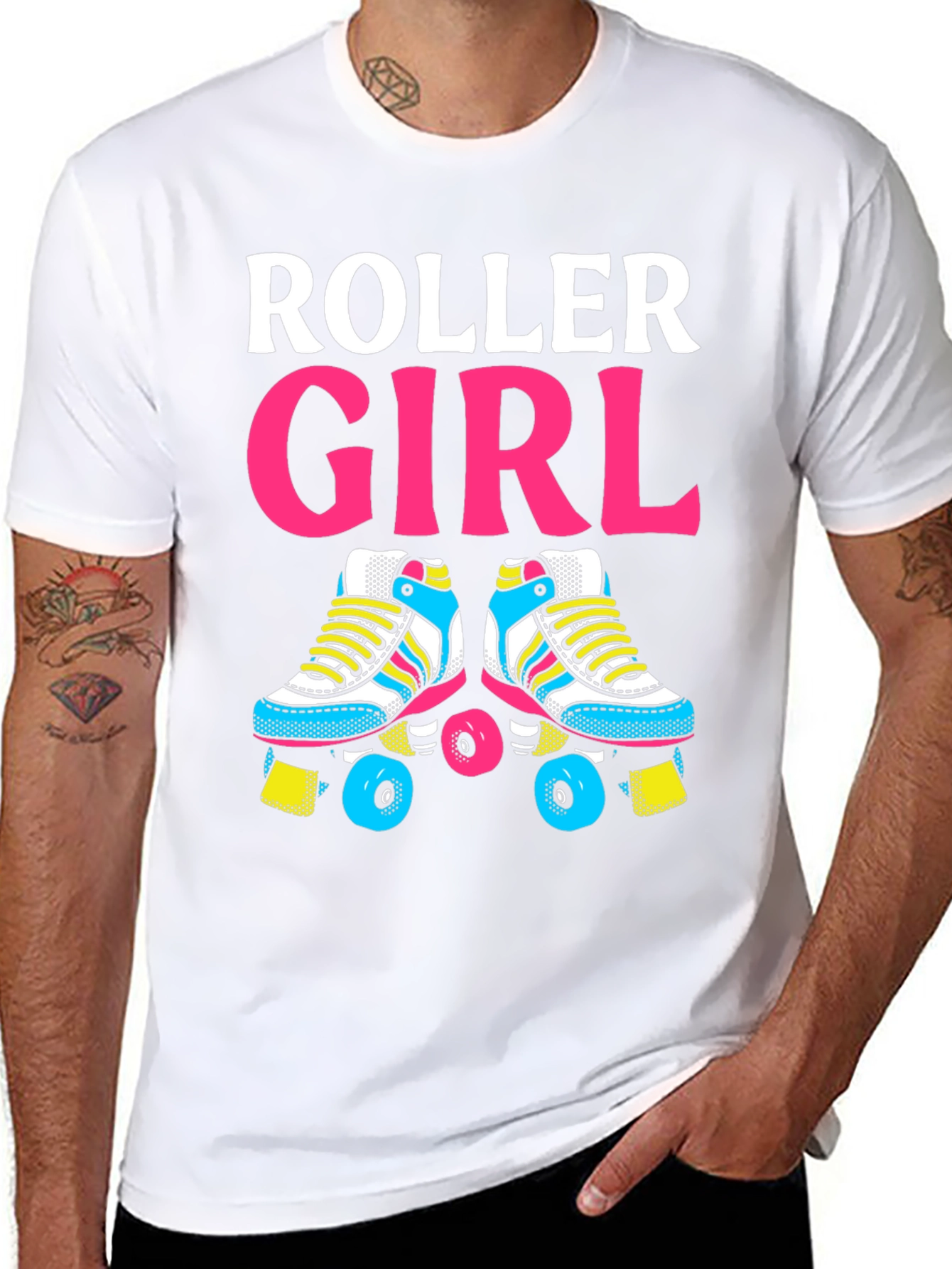 Roller Girl Graphic Tee - Retro Roller Skate Design
