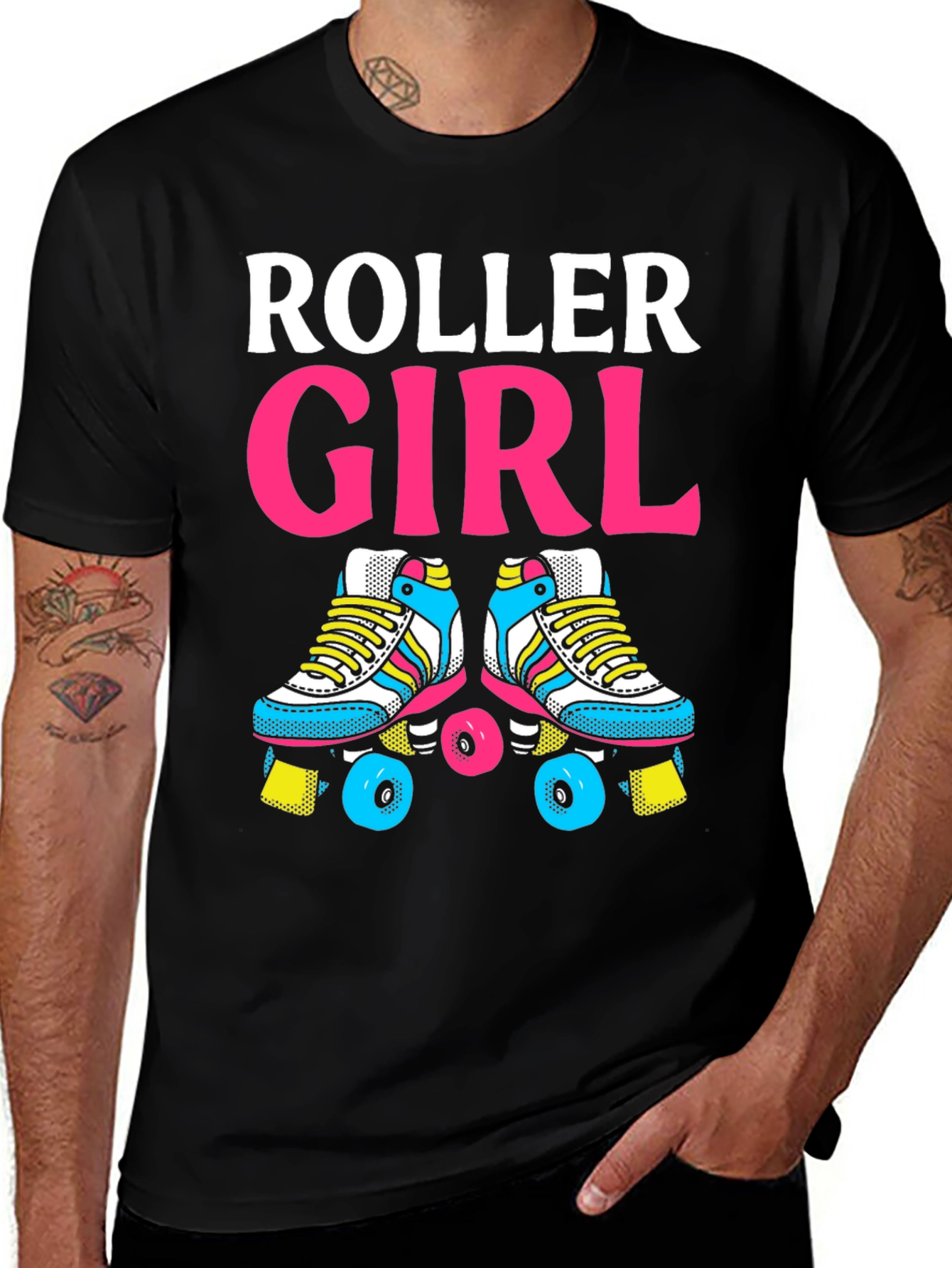 Roller Girl Graphic Tee - Retro Roller Skate Design
