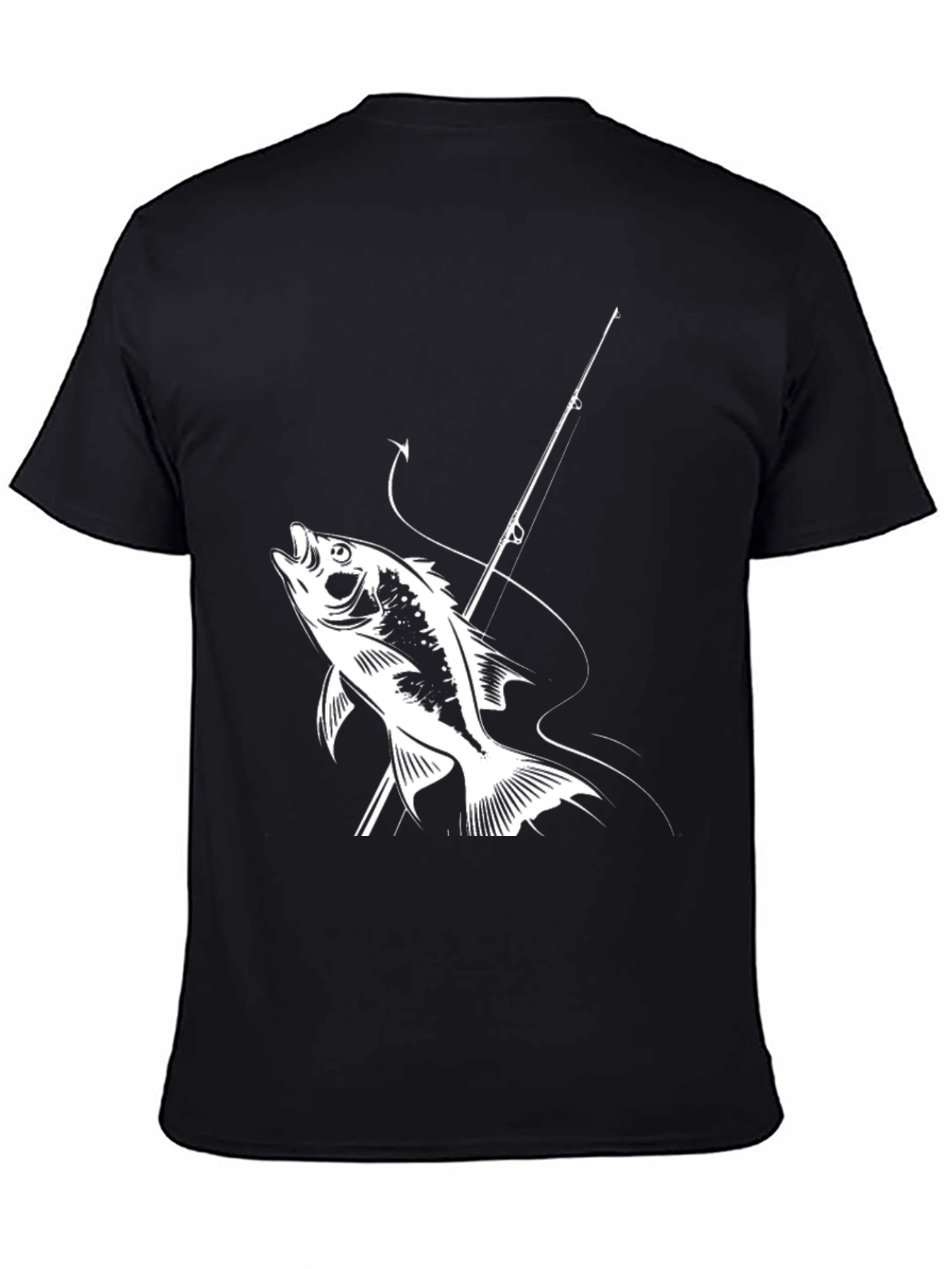 Fishing Graphic Tee - Bass and Rod Design