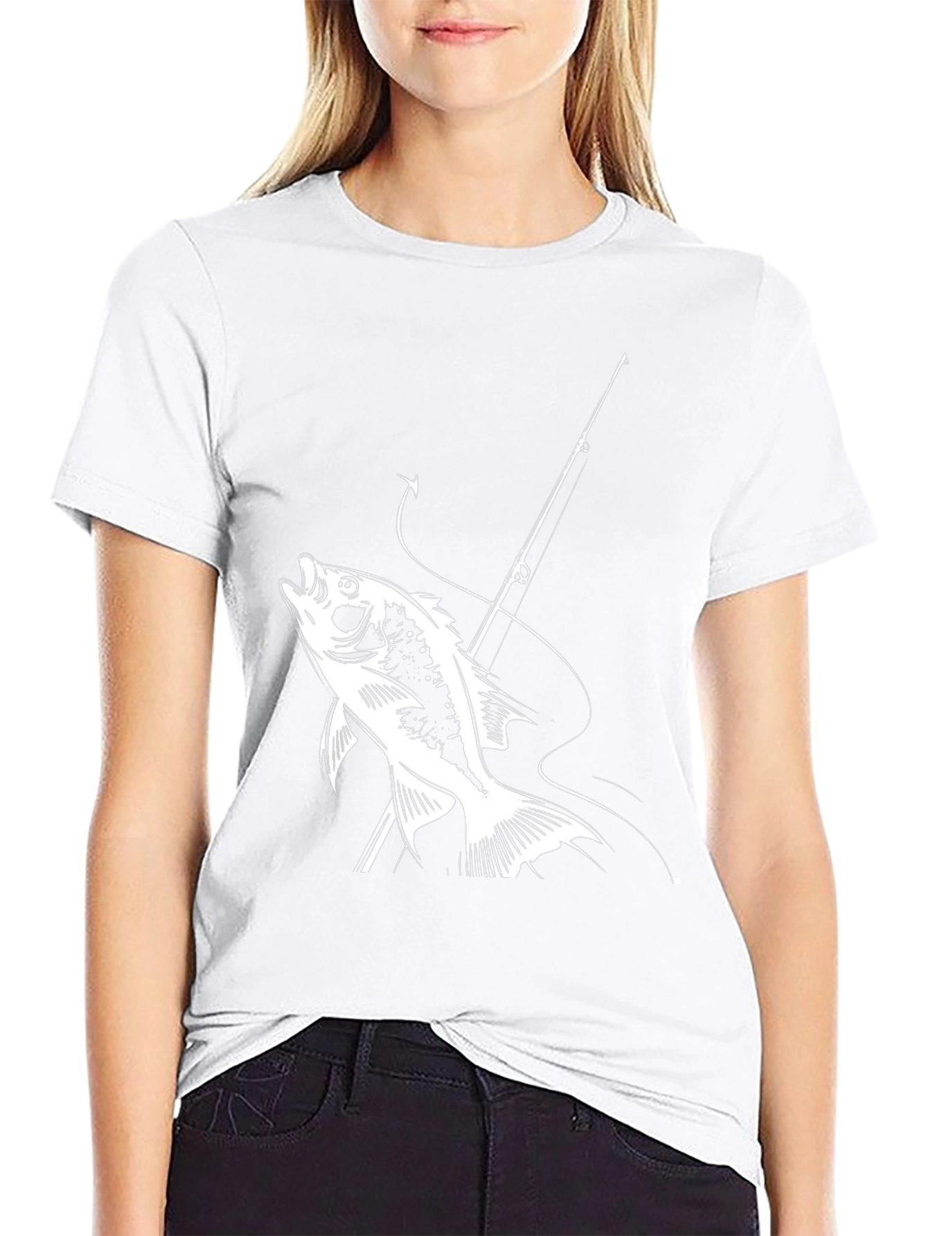 Fishing Graphic Tee - Bass and Rod Design
