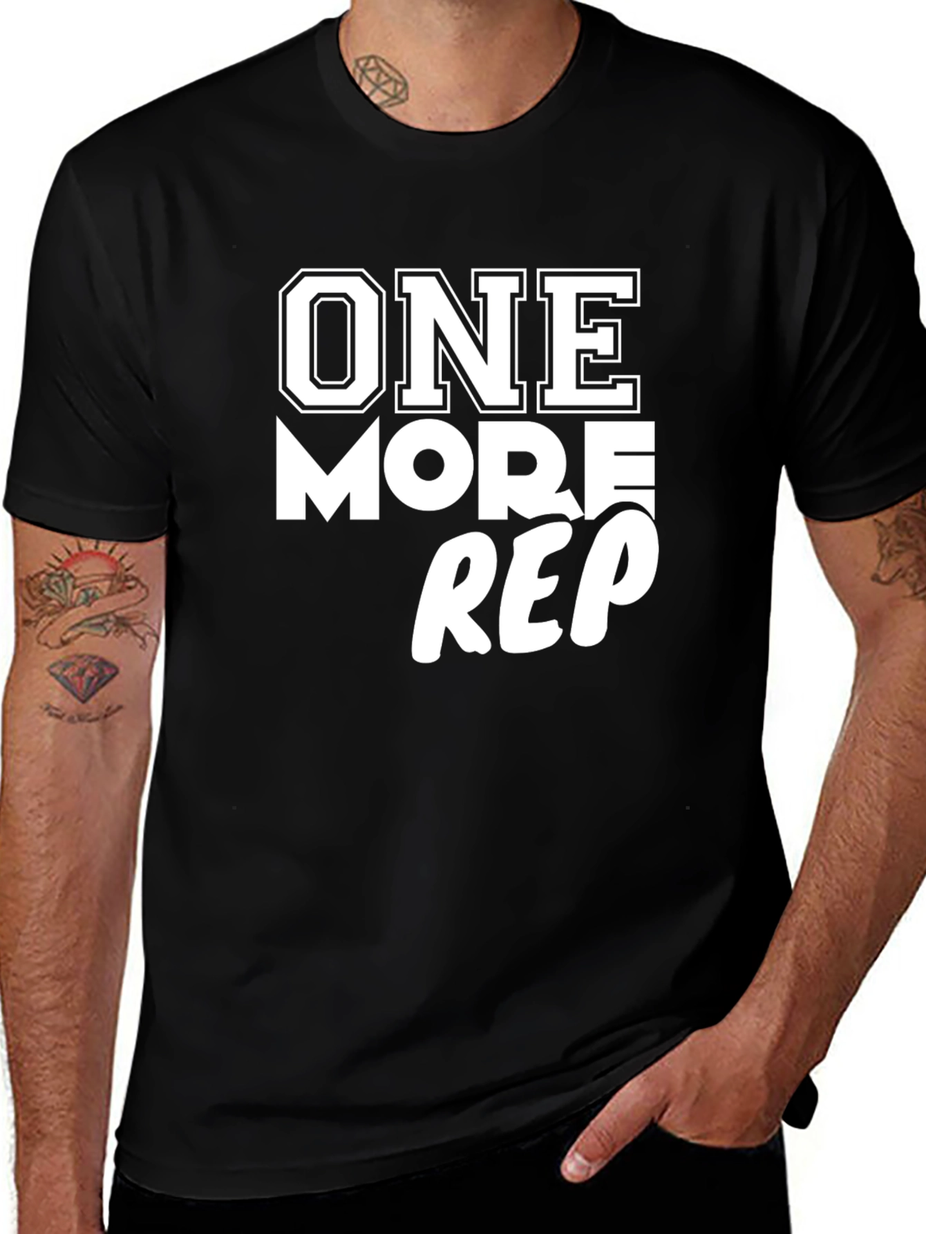 One More Rep Black Cotton T-Shirt