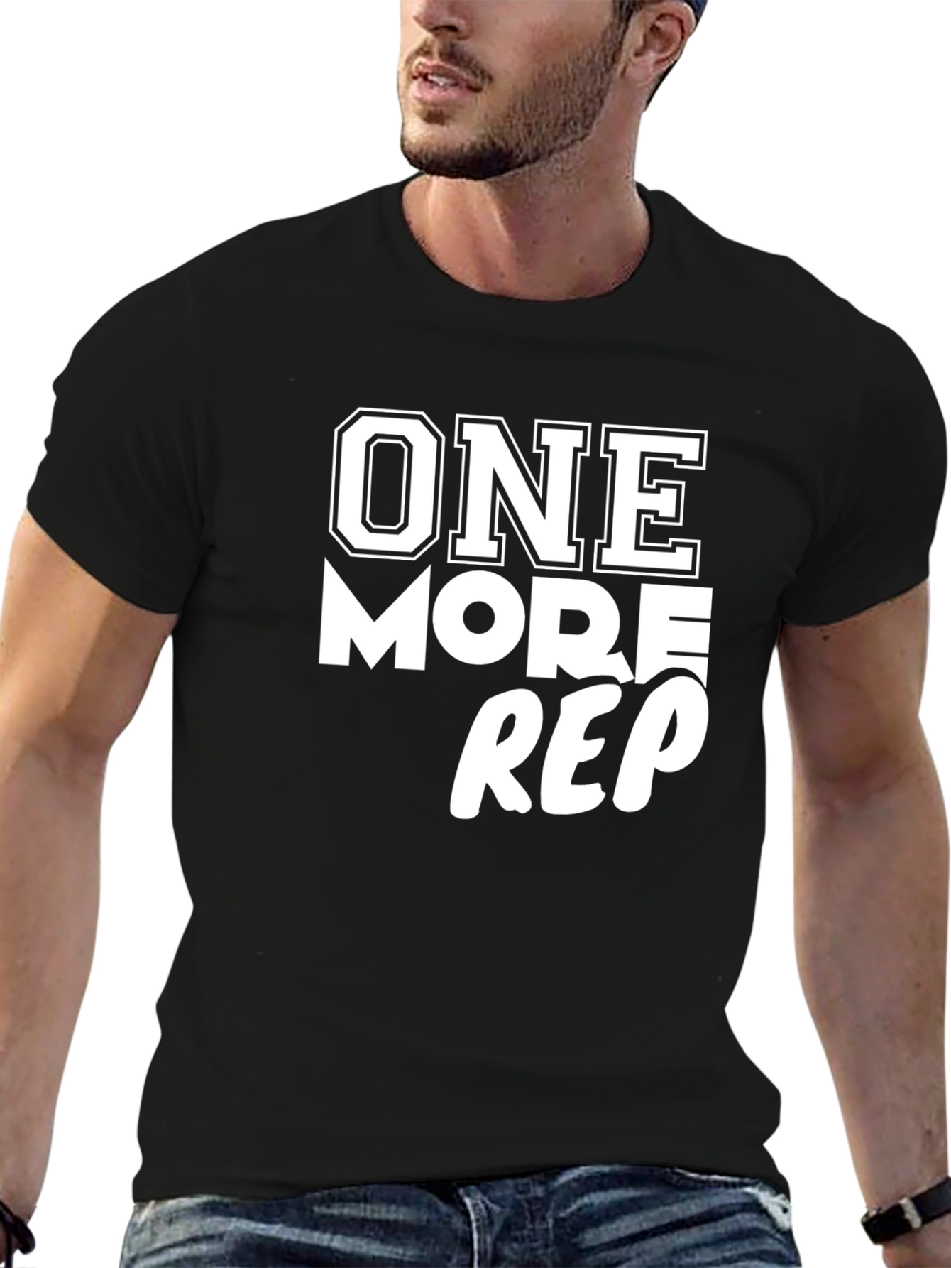 One More Rep Black Cotton T-Shirt