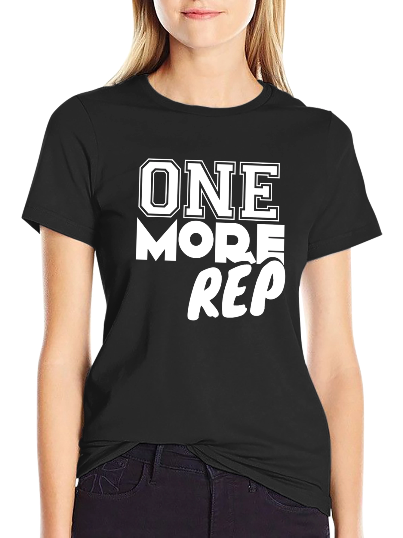 One More Rep Black Cotton T-Shirt