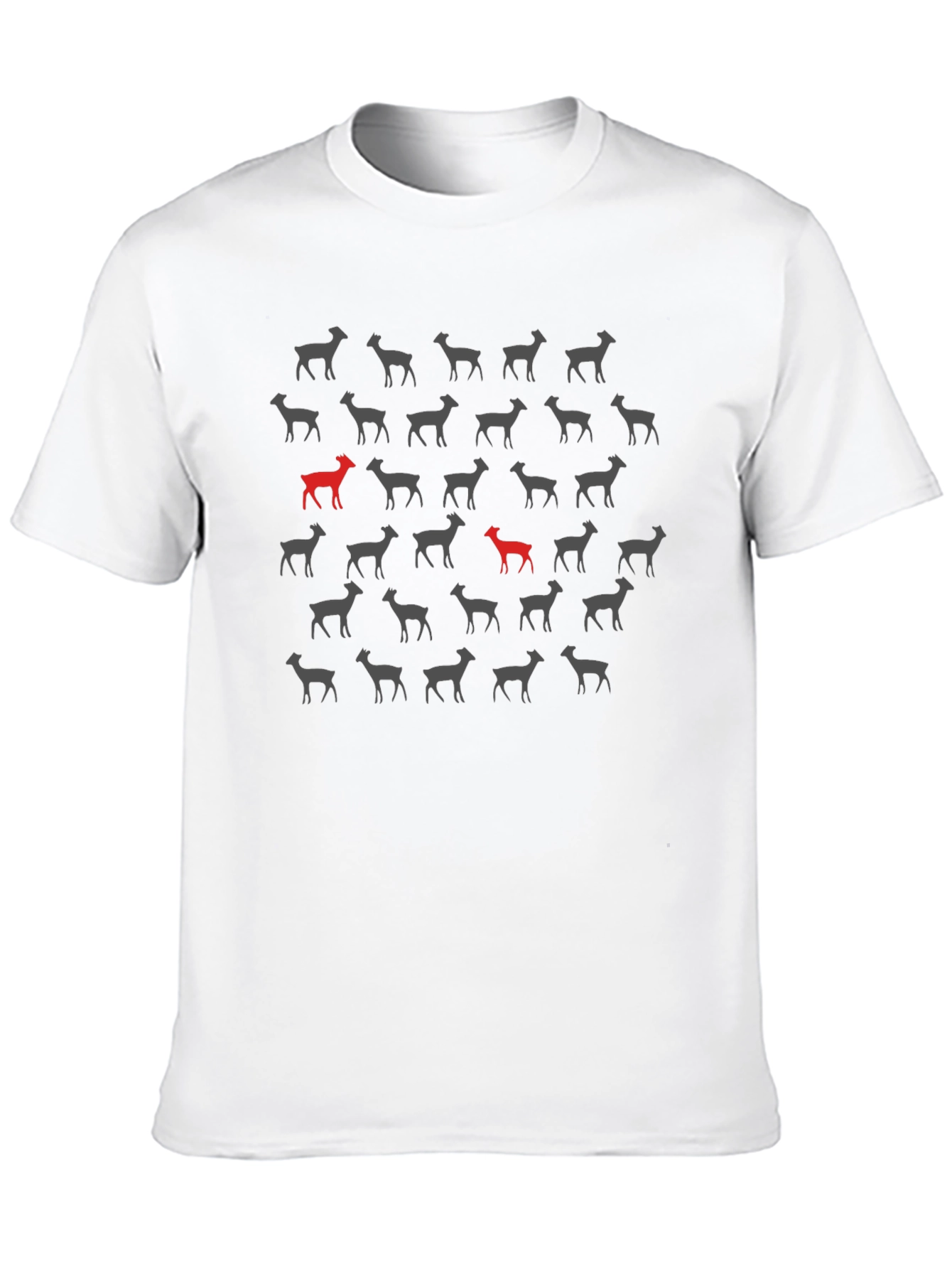 Unique Deer Patterned Black T-Shirt