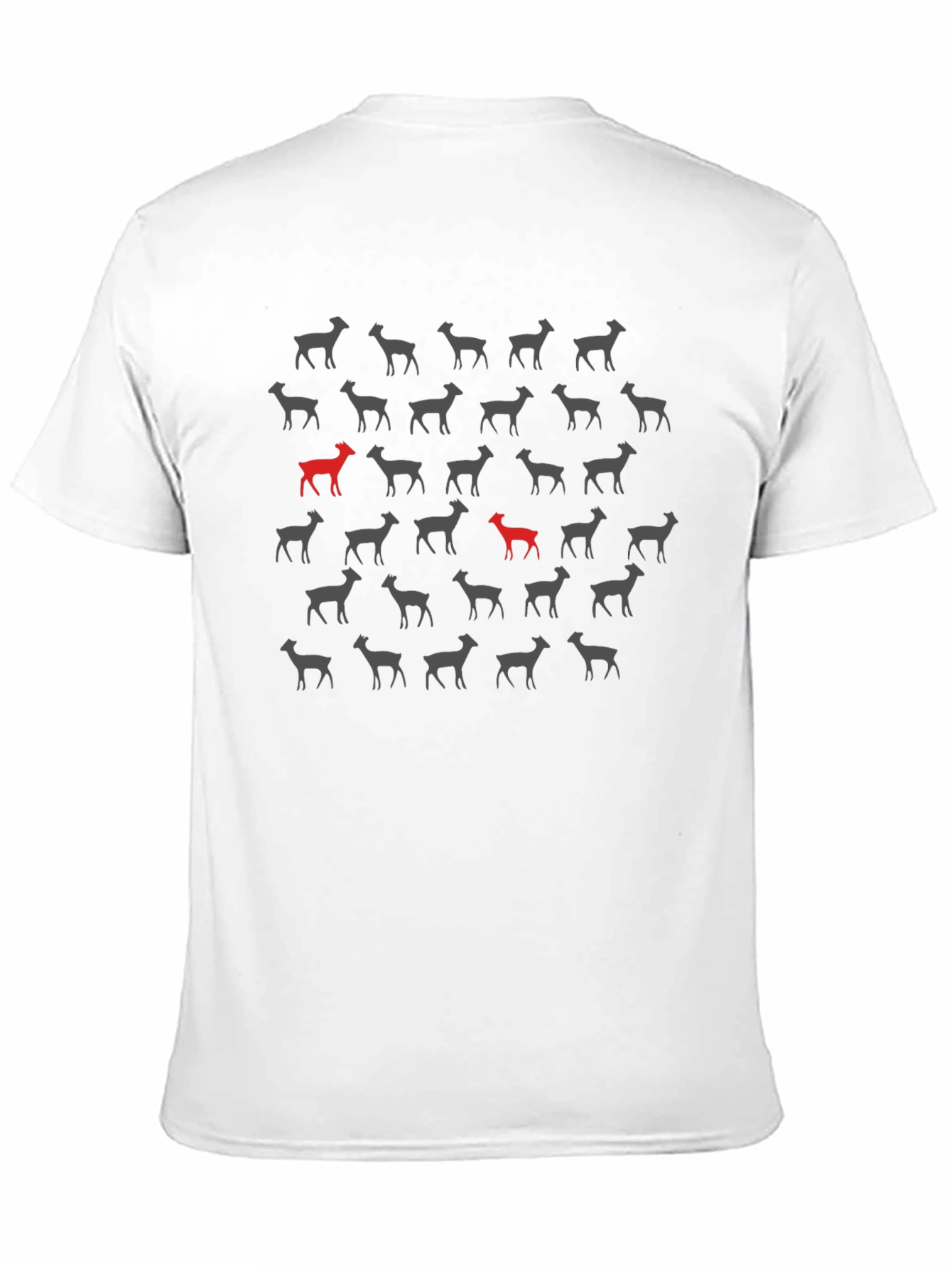 Unique Deer Patterned Black T-Shirt