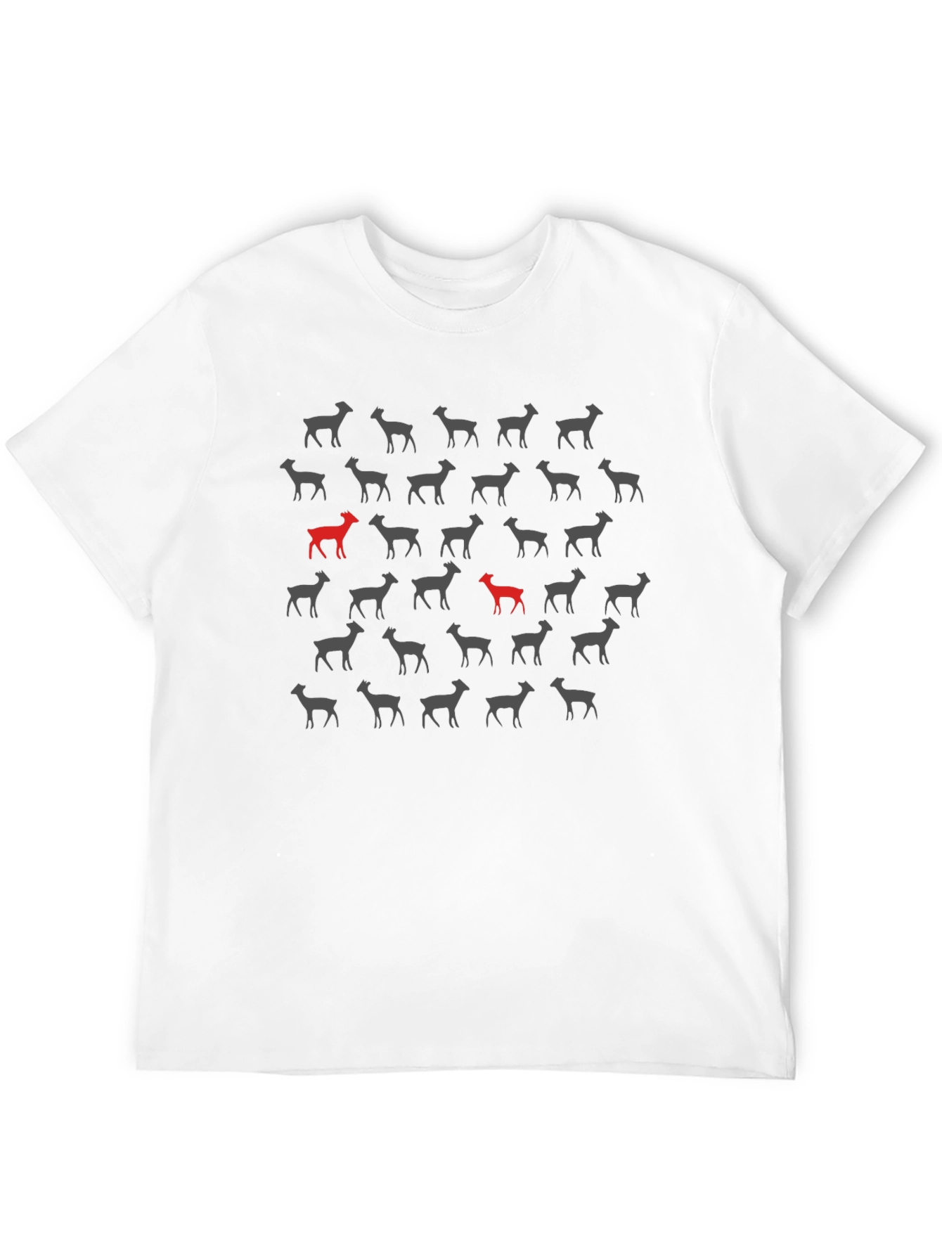 Unique Deer Patterned Black T-Shirt