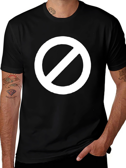 Black T-Shirt with White Prohibition Symbol