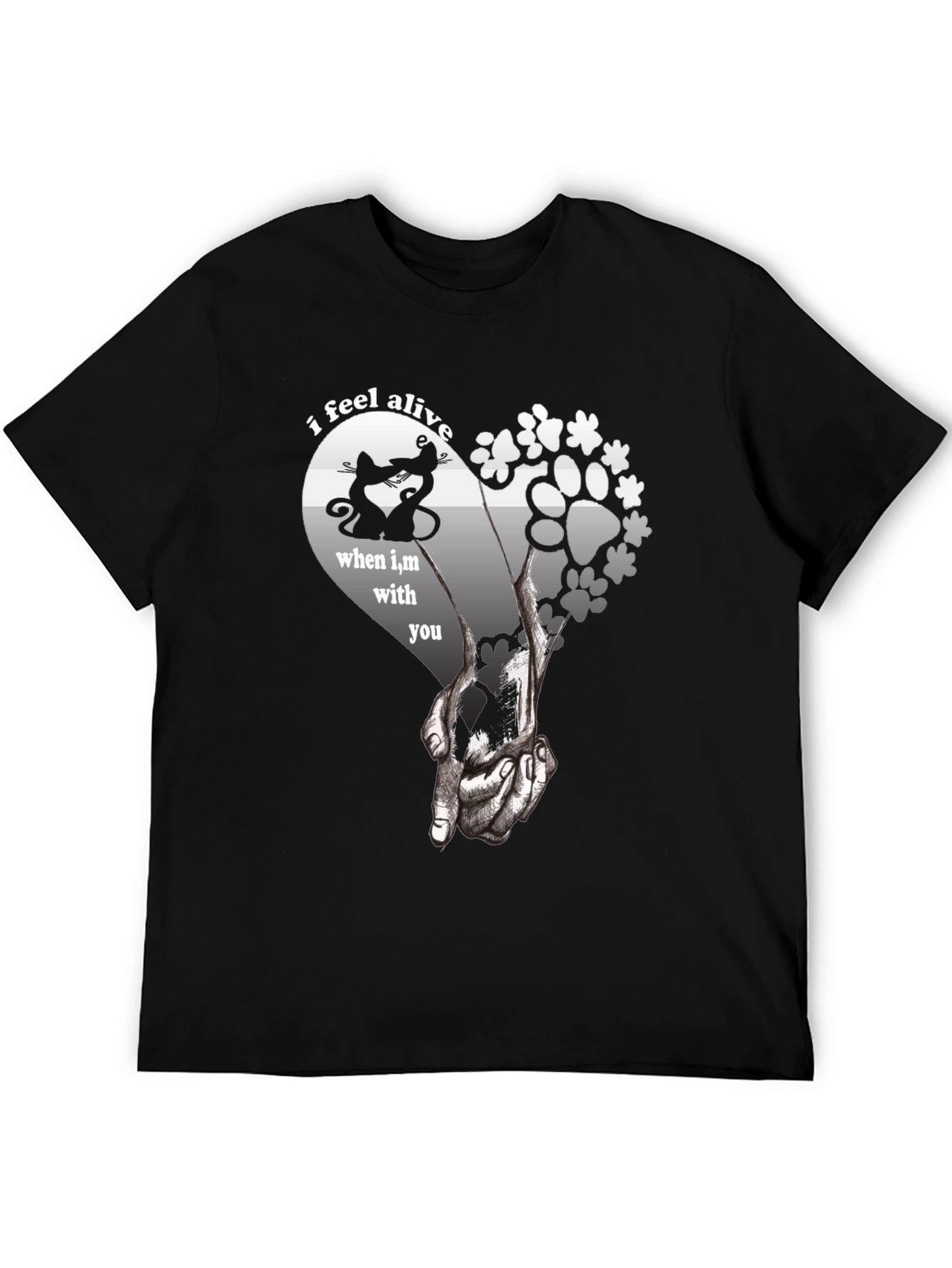 I Feel Alive Cat & Paw Print Graphic Tee