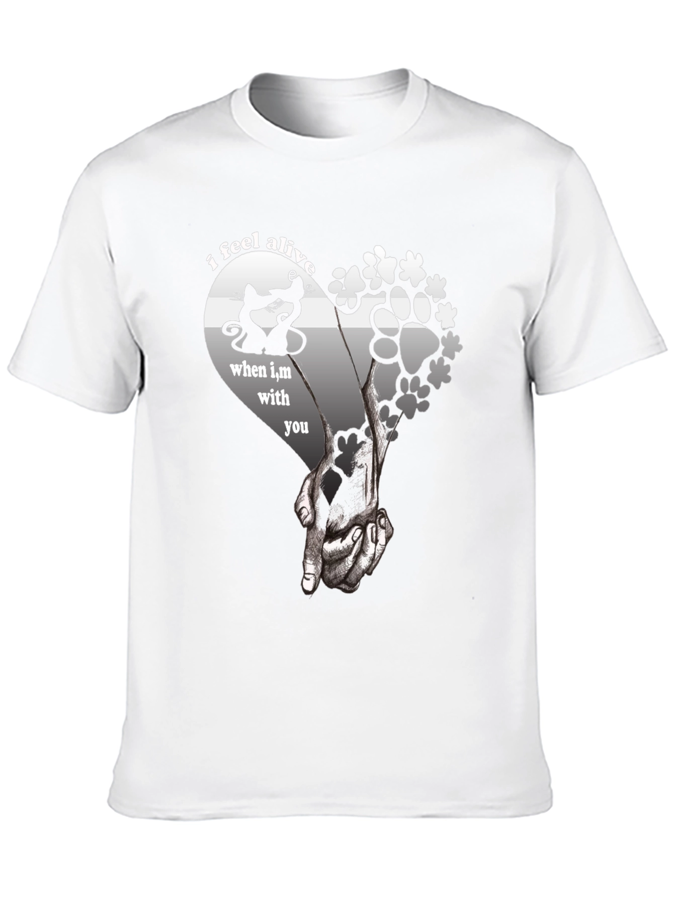 I Feel Alive Cat & Paw Print Graphic Tee