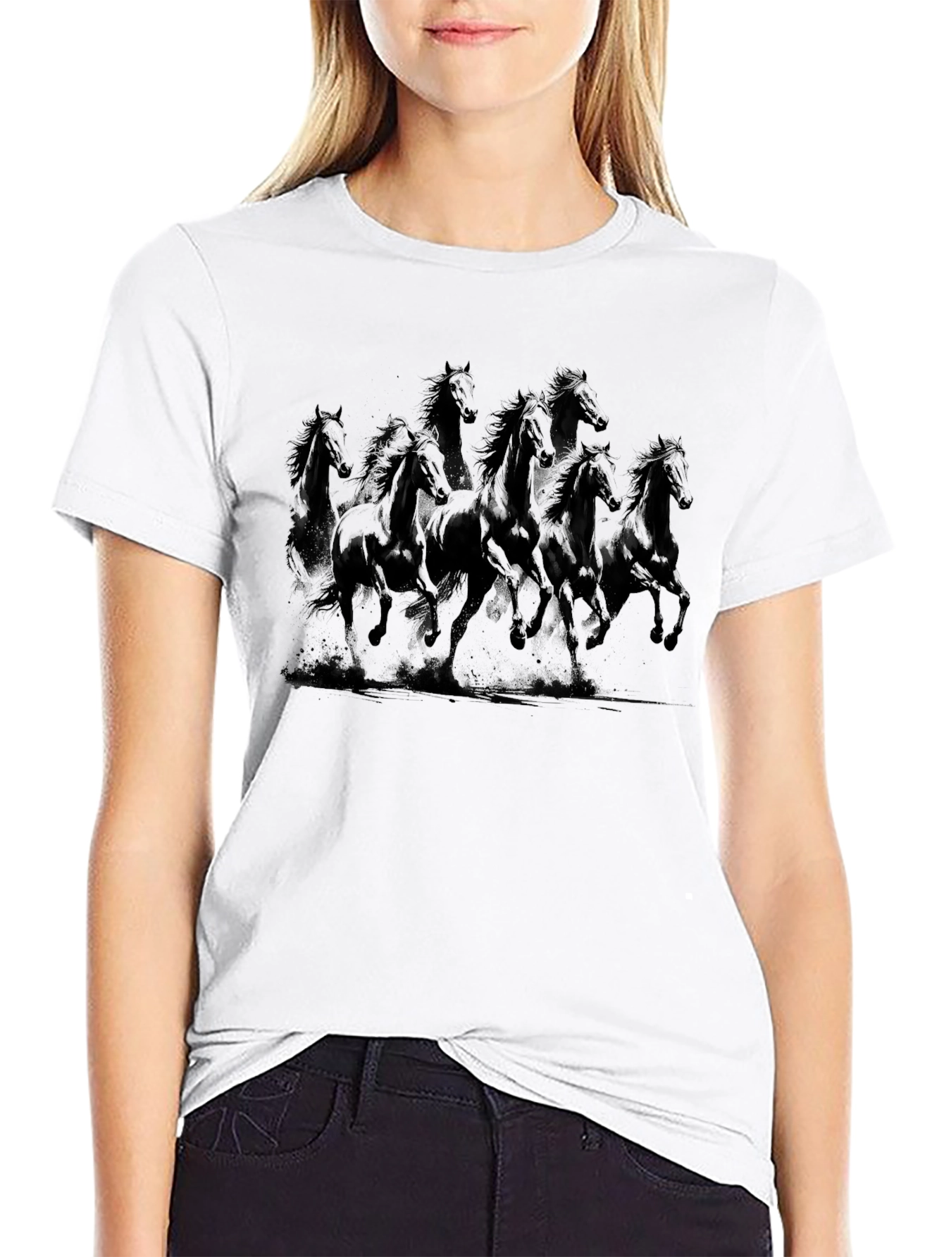 Black Horse Graphic Tee - Stylish Mens T-Shirt