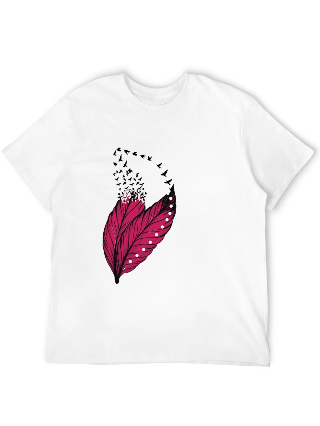 Feather & Birds Graphic Black T-Shirt