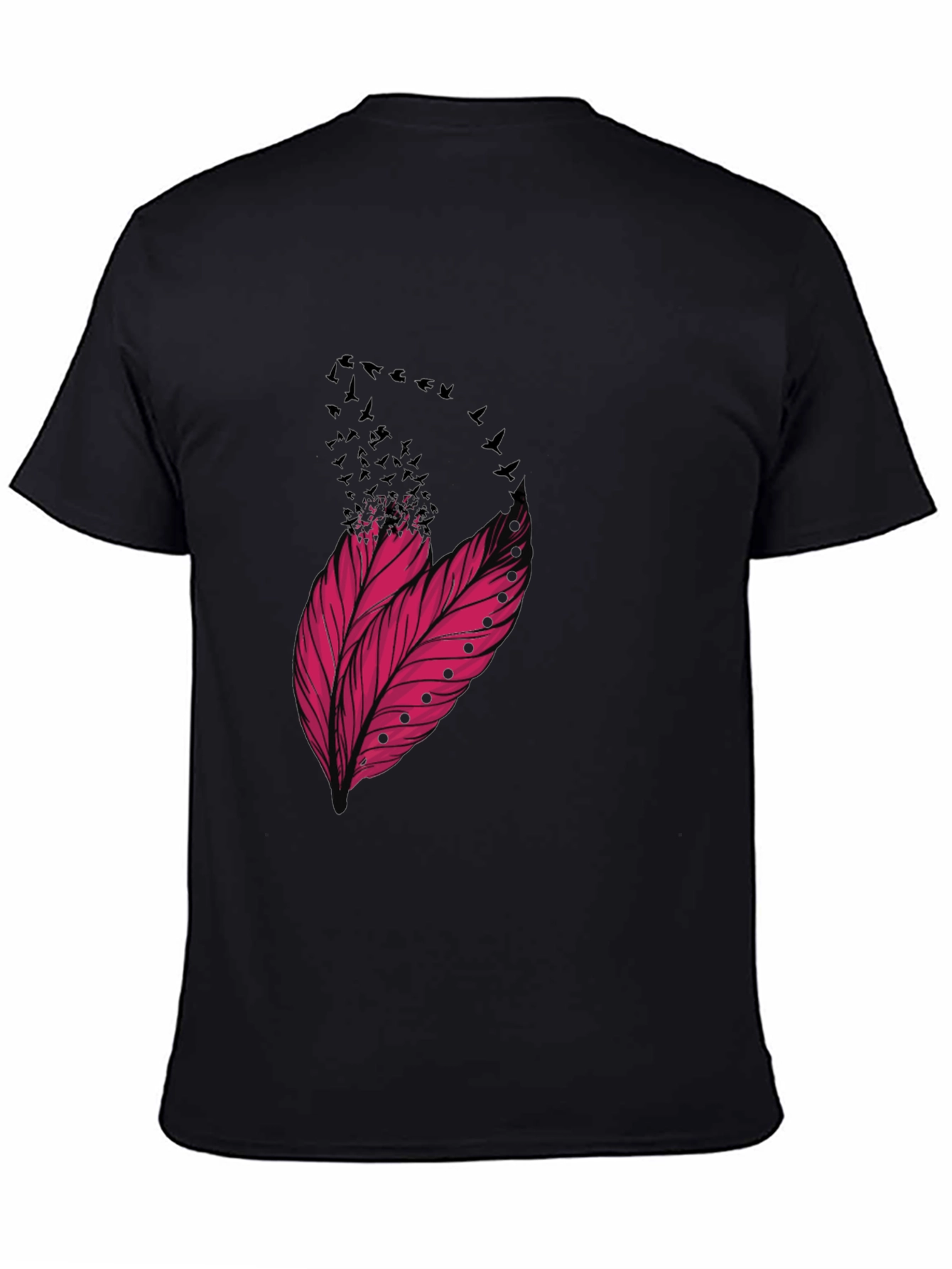 Feather & Birds Graphic Black T-Shirt