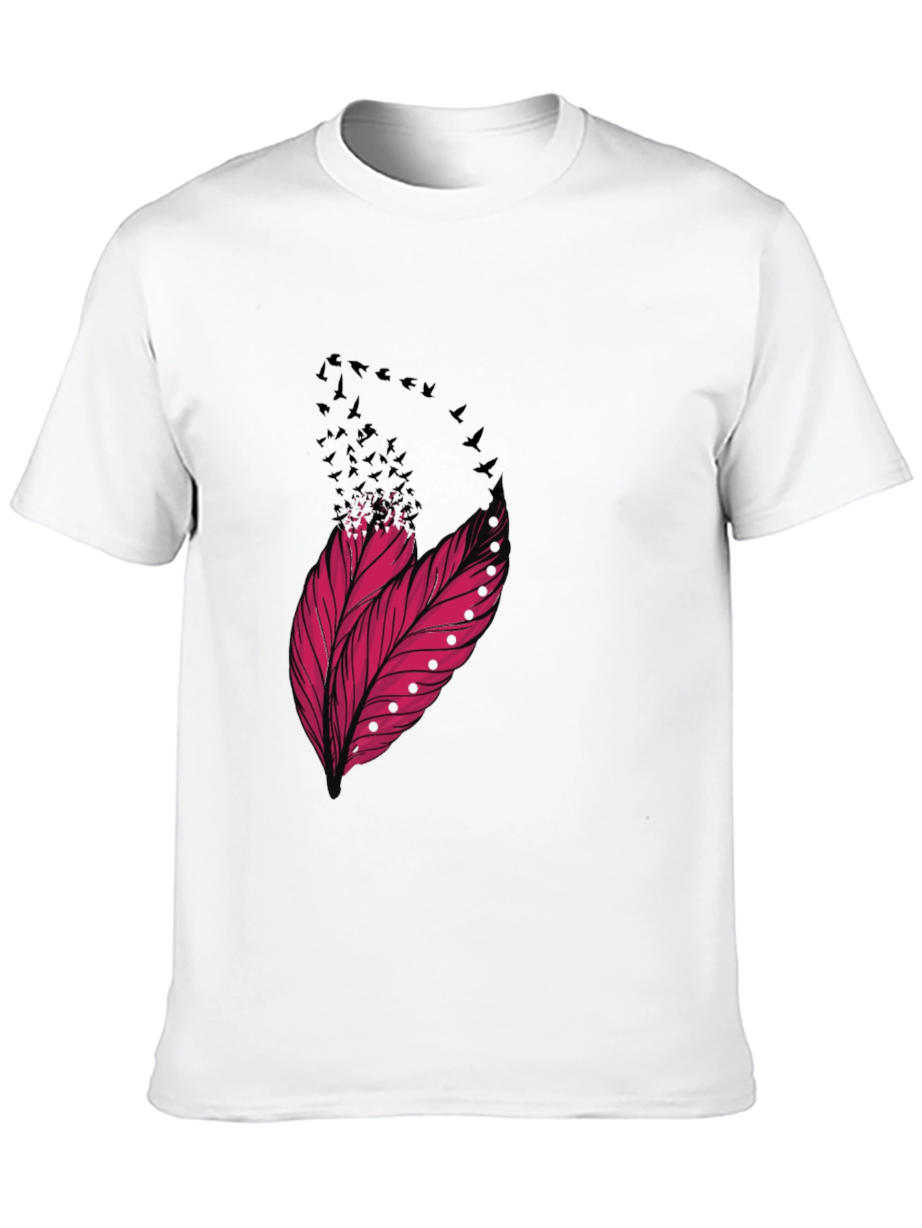 Feather & Birds Graphic Black T-Shirt