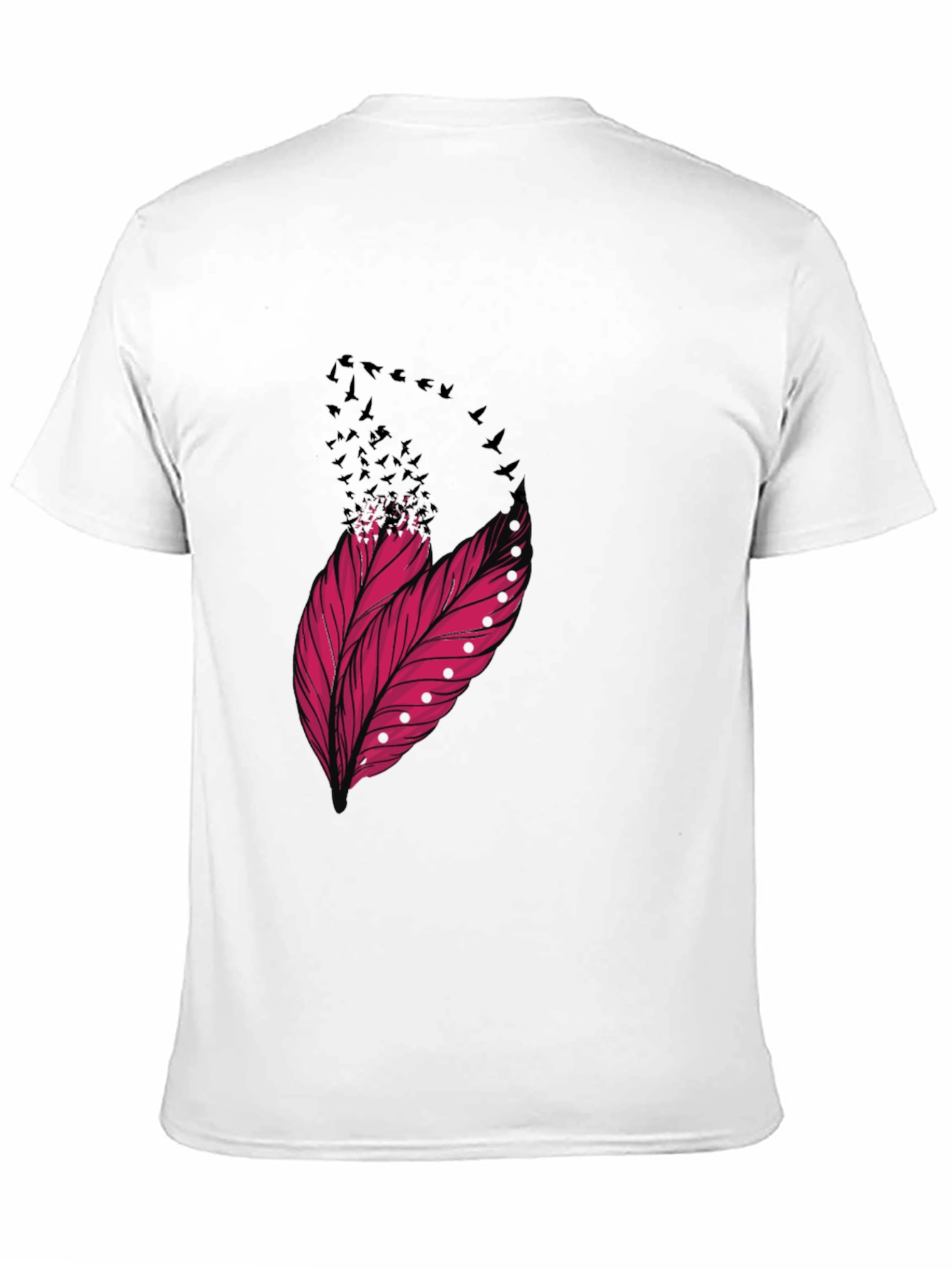 Feather & Birds Graphic Black T-Shirt