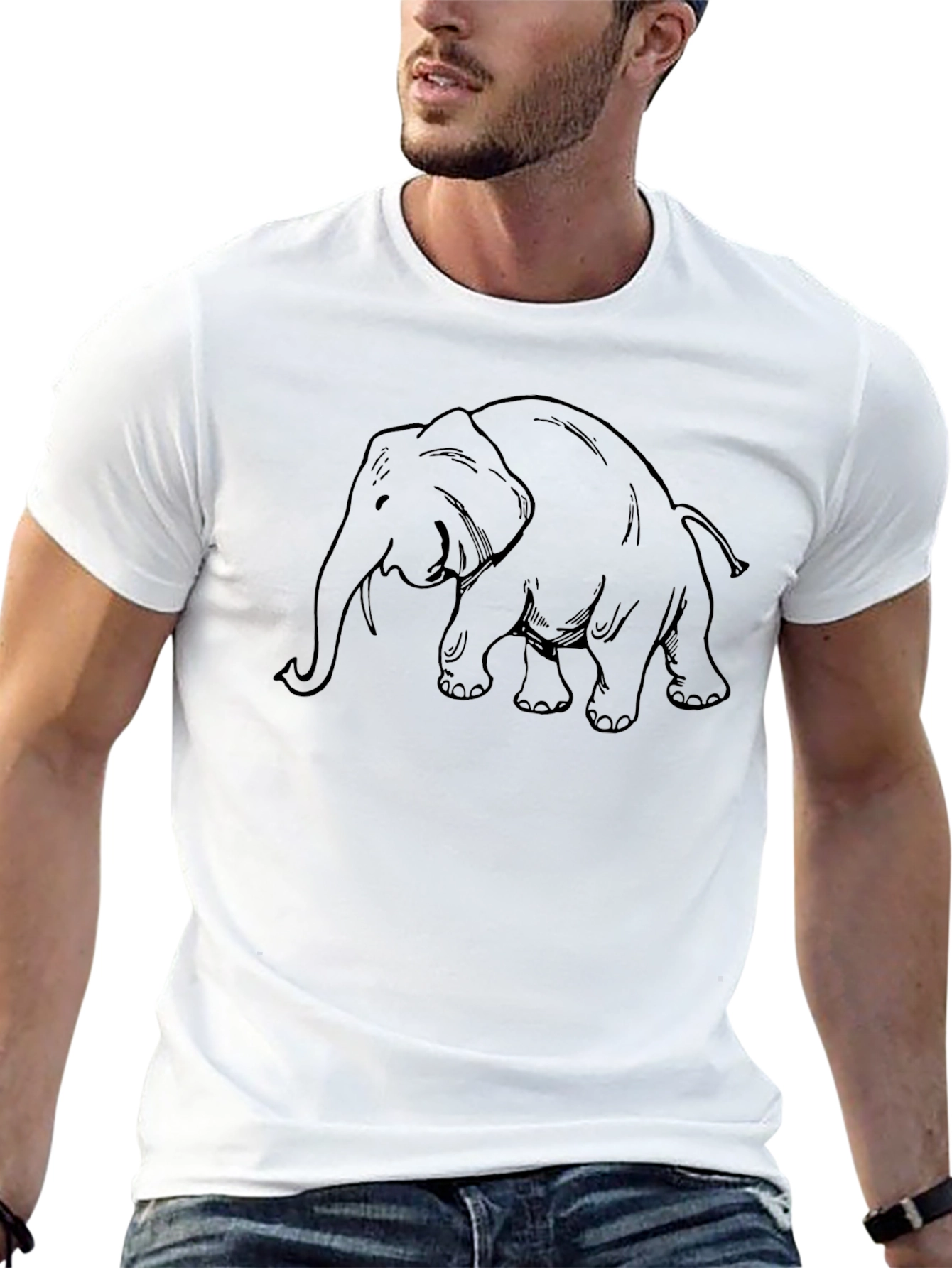 Elephant Graphic Tee - Black Casual T-Shirt