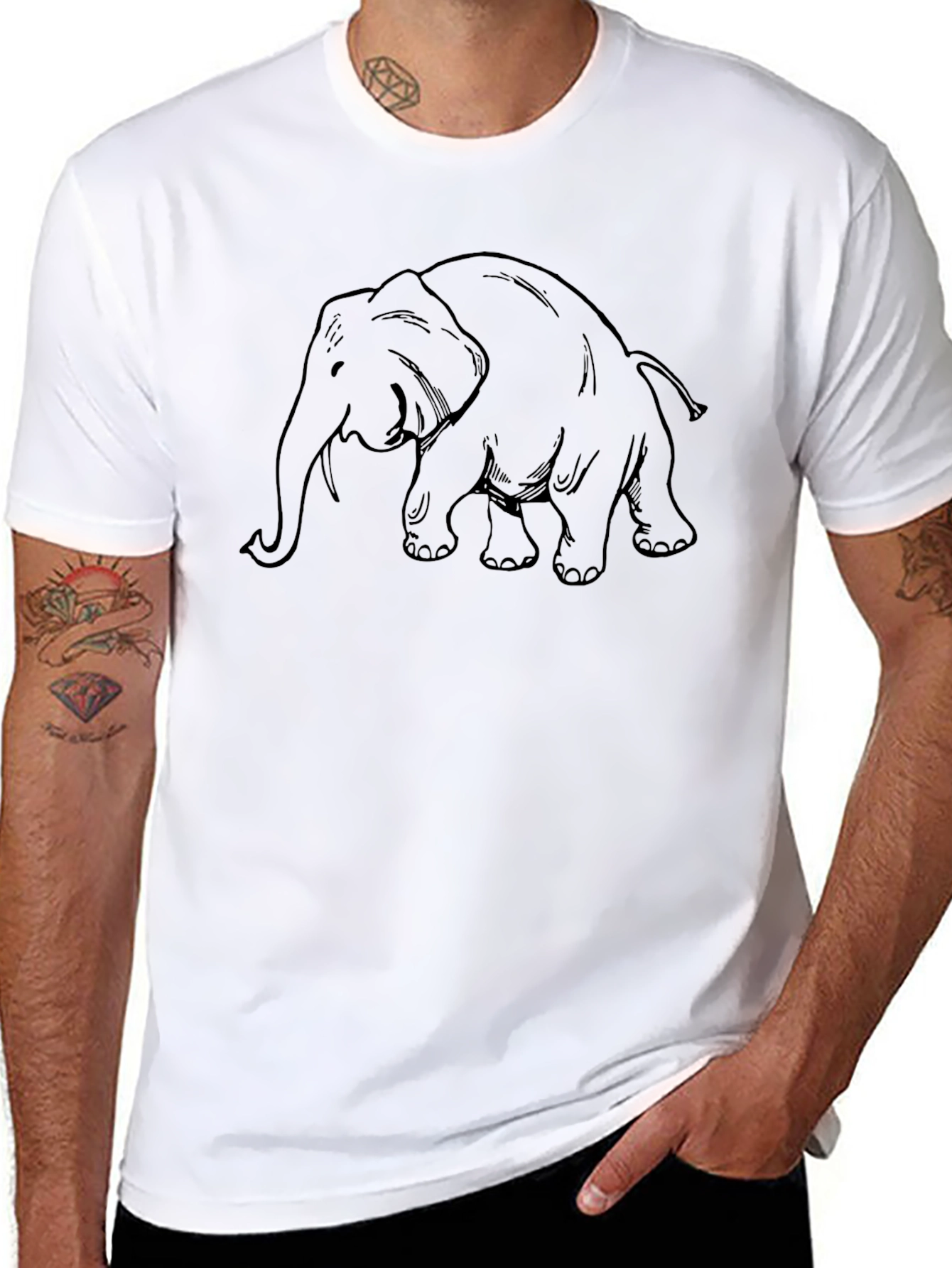 Elephant Graphic Tee - Black Casual T-Shirt