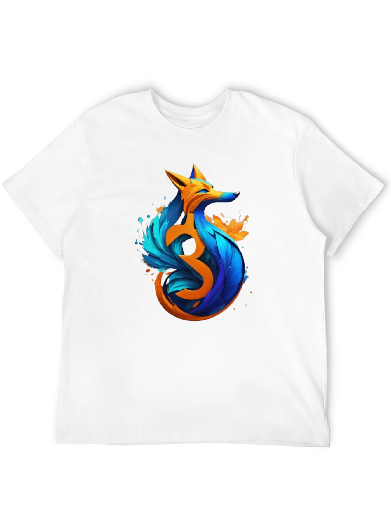 Artistic Fox Graphic Black T-Shirt