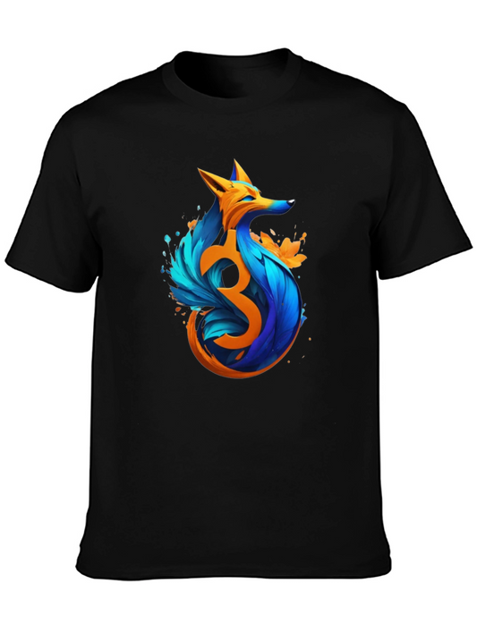 Artistic Fox Graphic Black T-Shirt