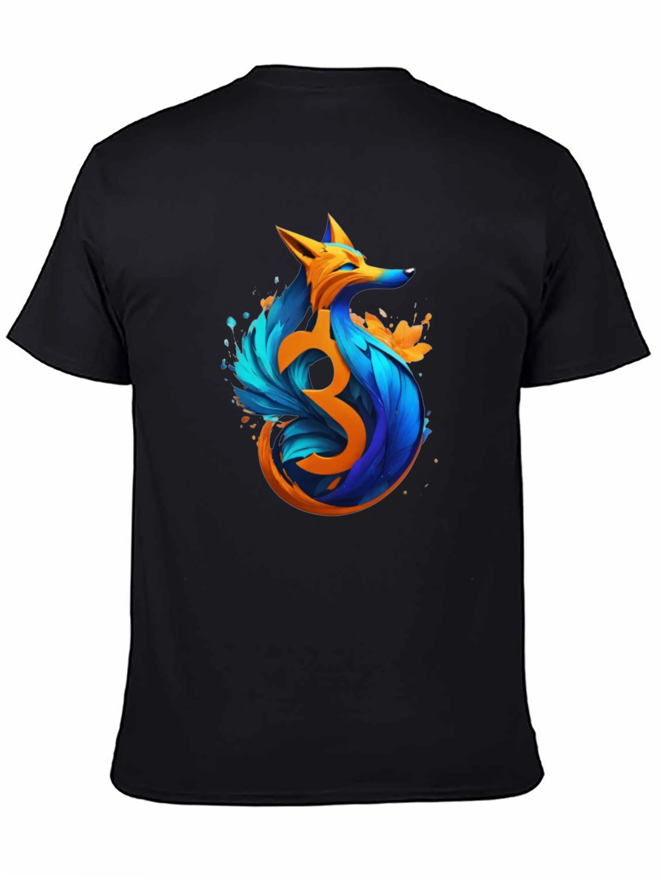 Artistic Fox Graphic Black T-Shirt