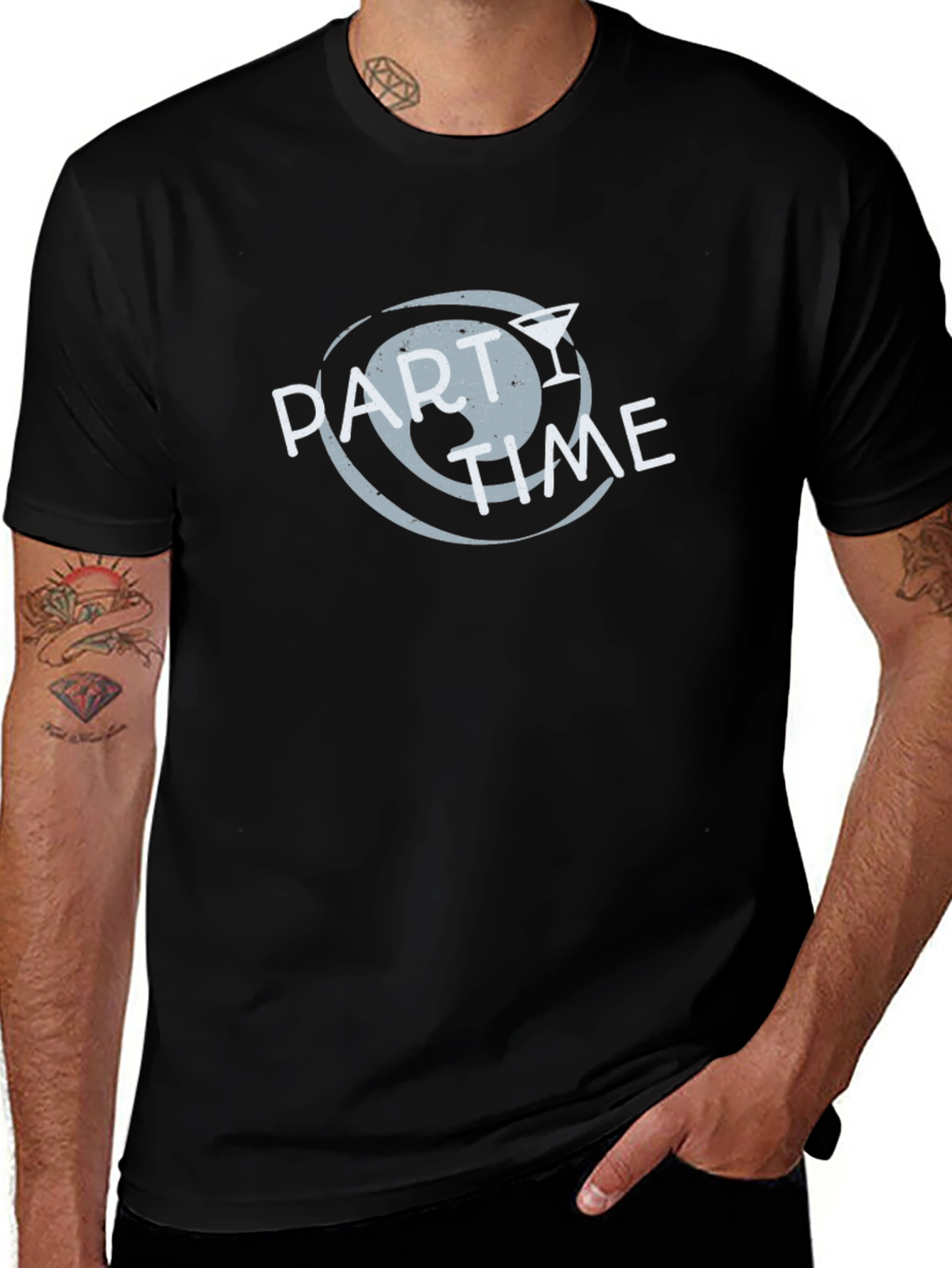 Party Time Graphic Tee - Black Crew Neck