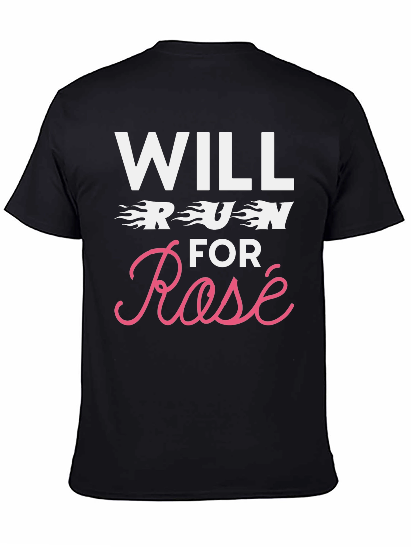 Will Run for Rosé Graphic T-Shirt - Black