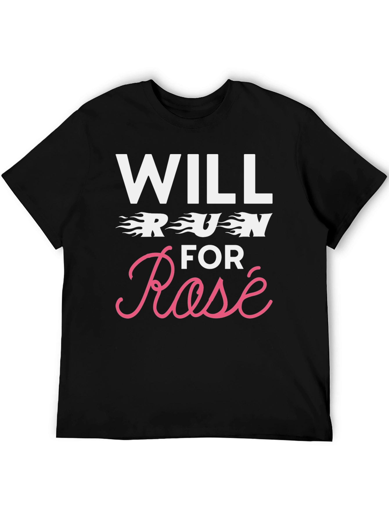 Will Run for Rosé Graphic T-Shirt - Black