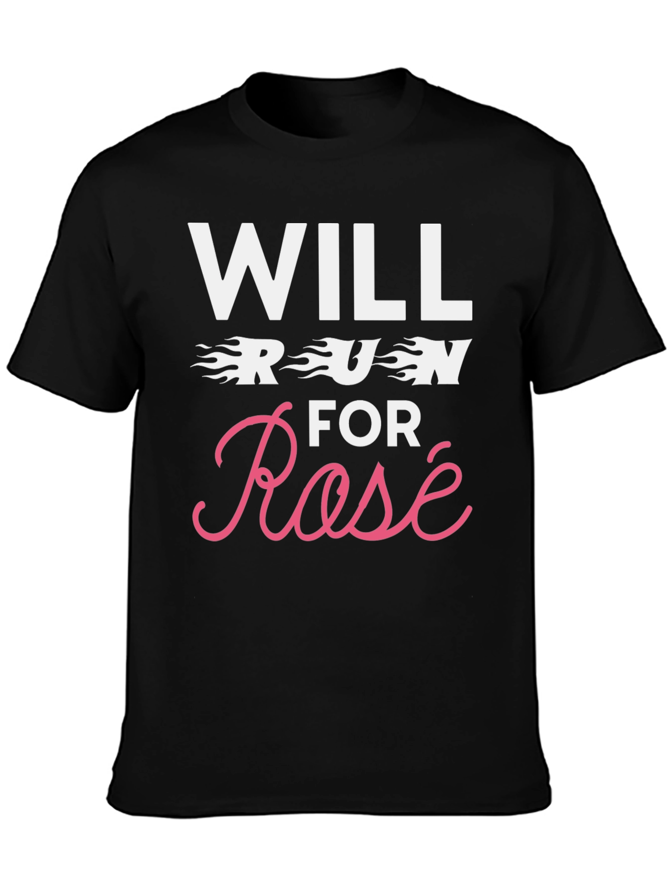 Will Run for Rosé Graphic T-Shirt - Black
