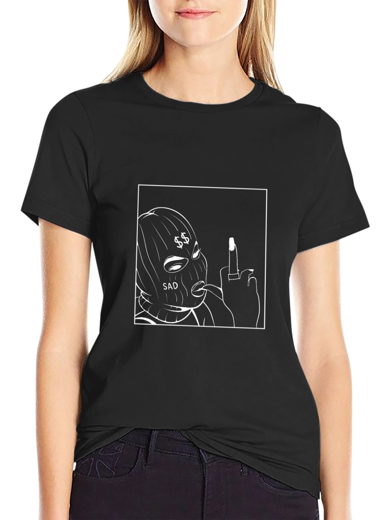 Edgy Streetwear Graphic Tee - Black