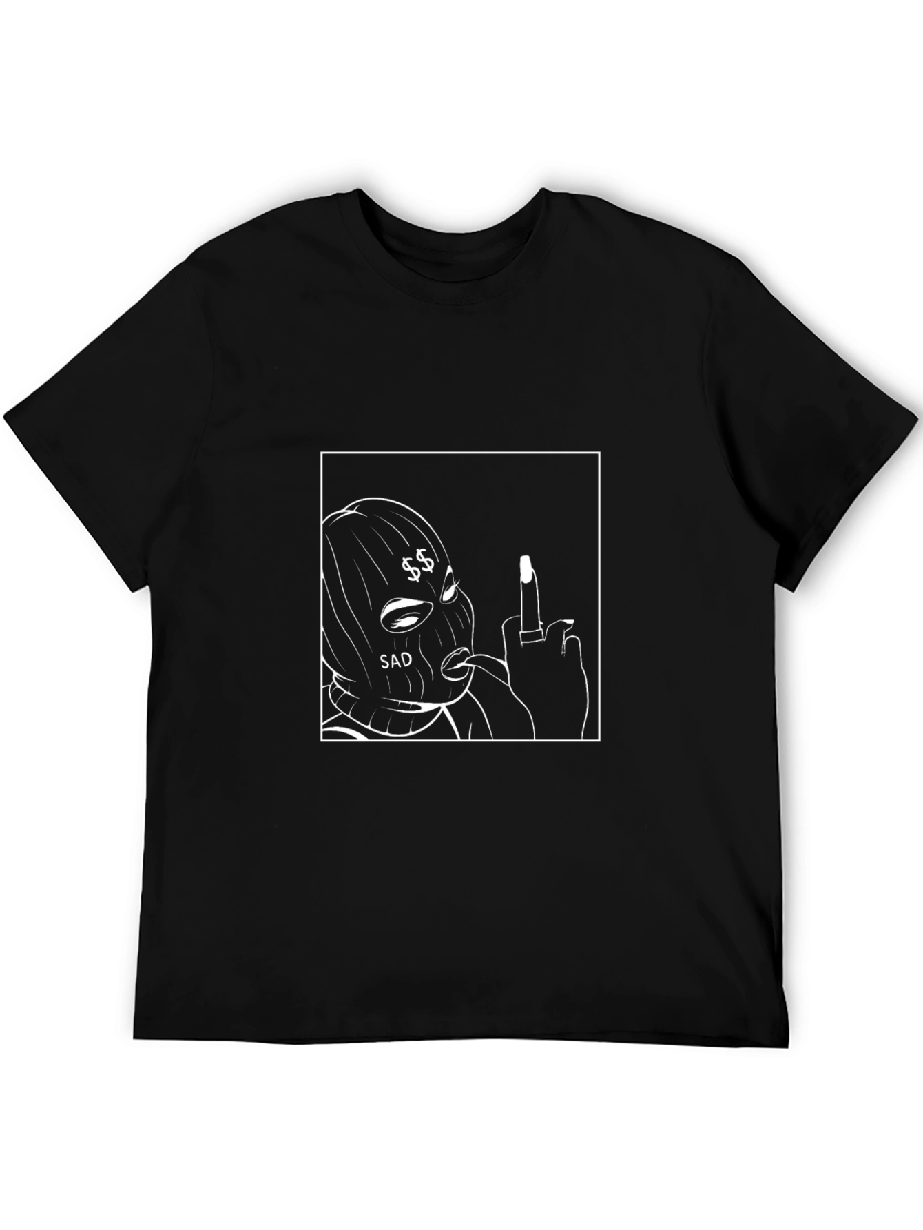 Edgy Streetwear Graphic Tee - Black