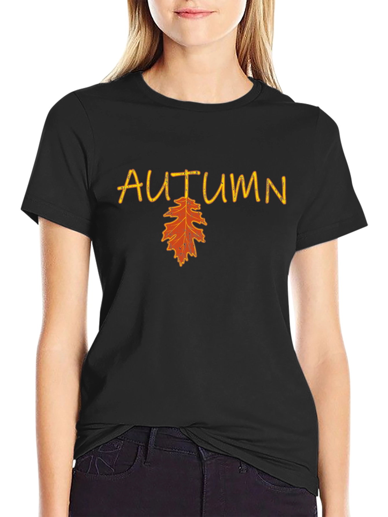 Autumn Leaf Graphic Black Tee