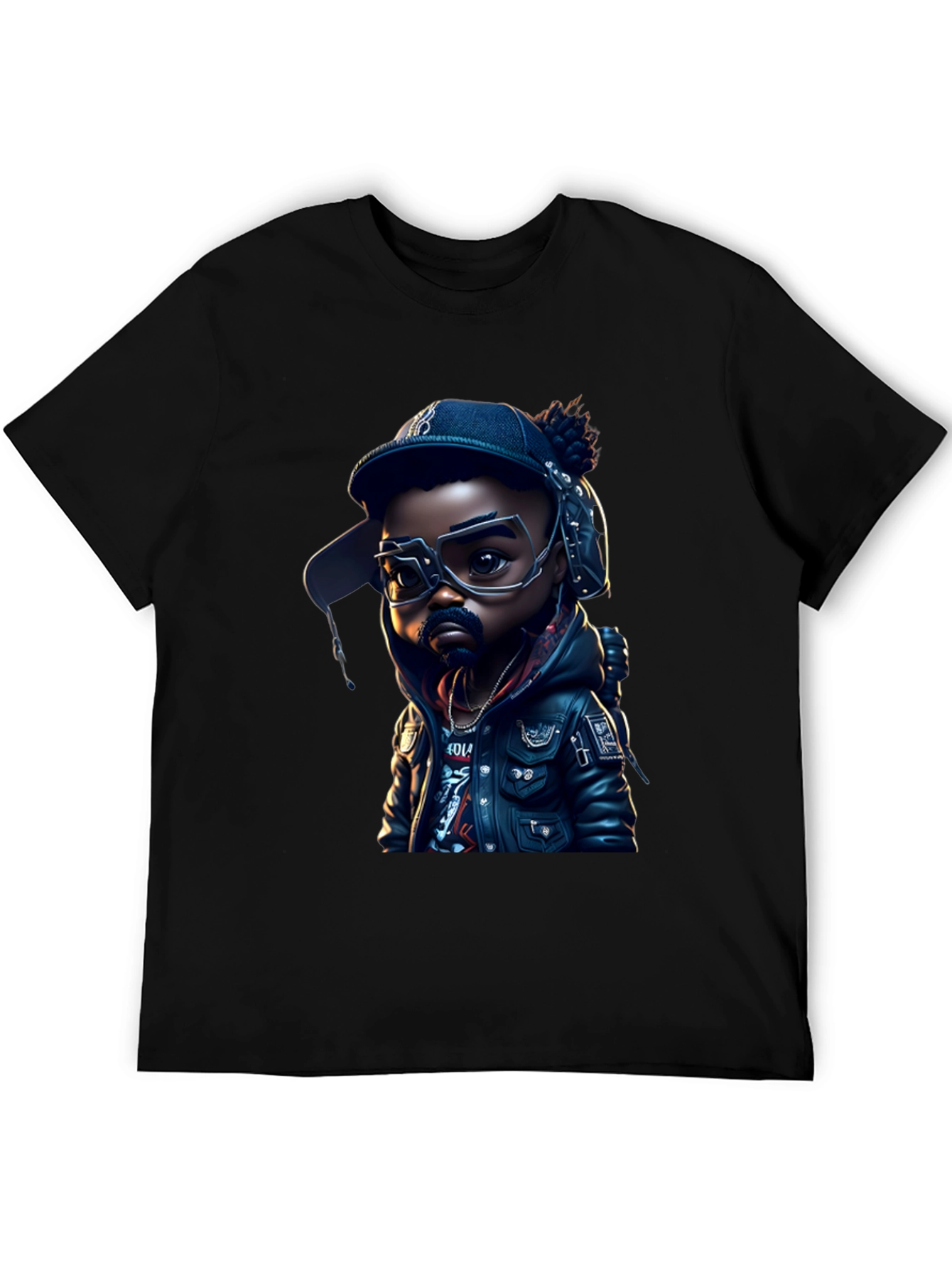 Cartoon Hip Hop Kid on Black Tee