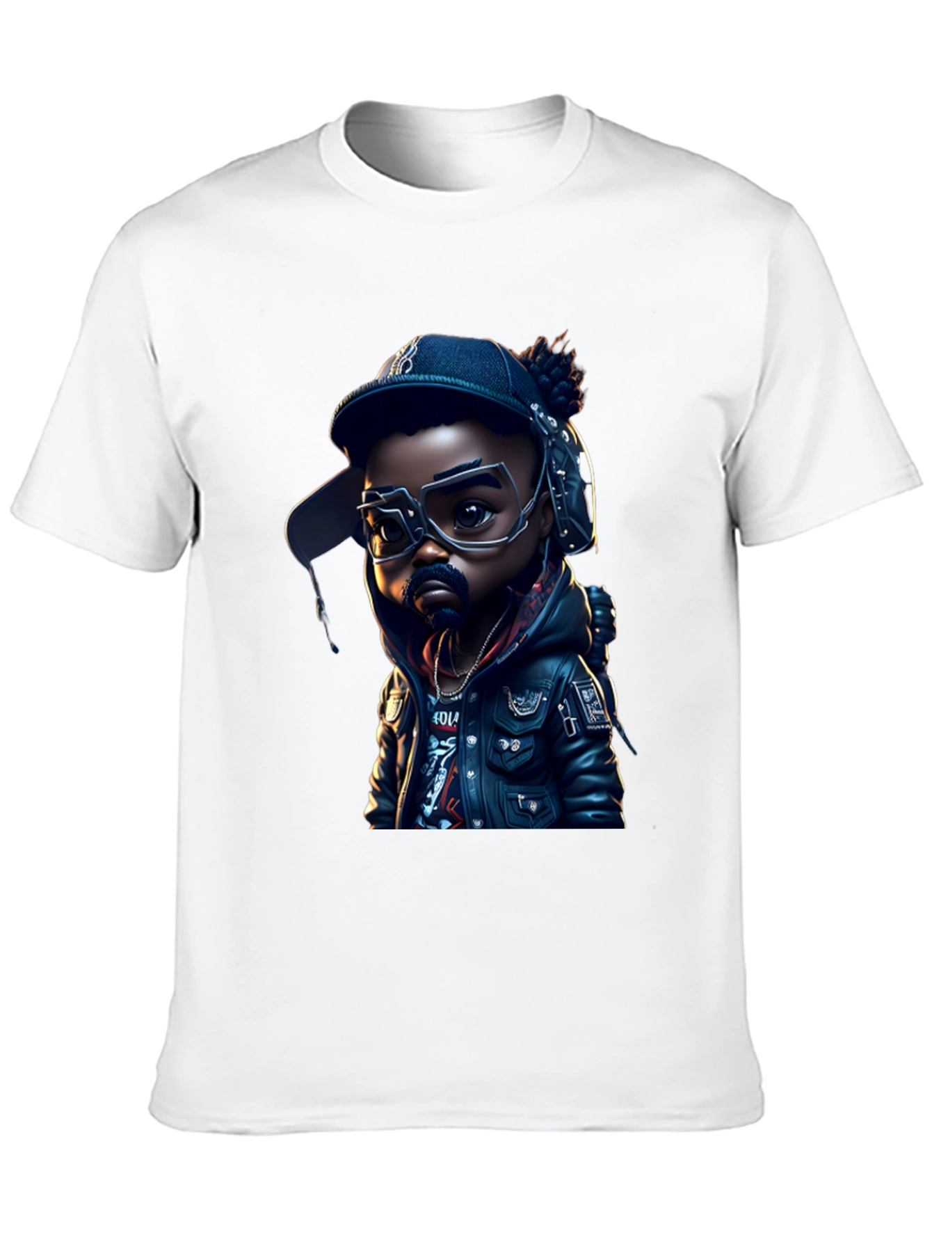 Cartoon Hip Hop Kid on Black Tee