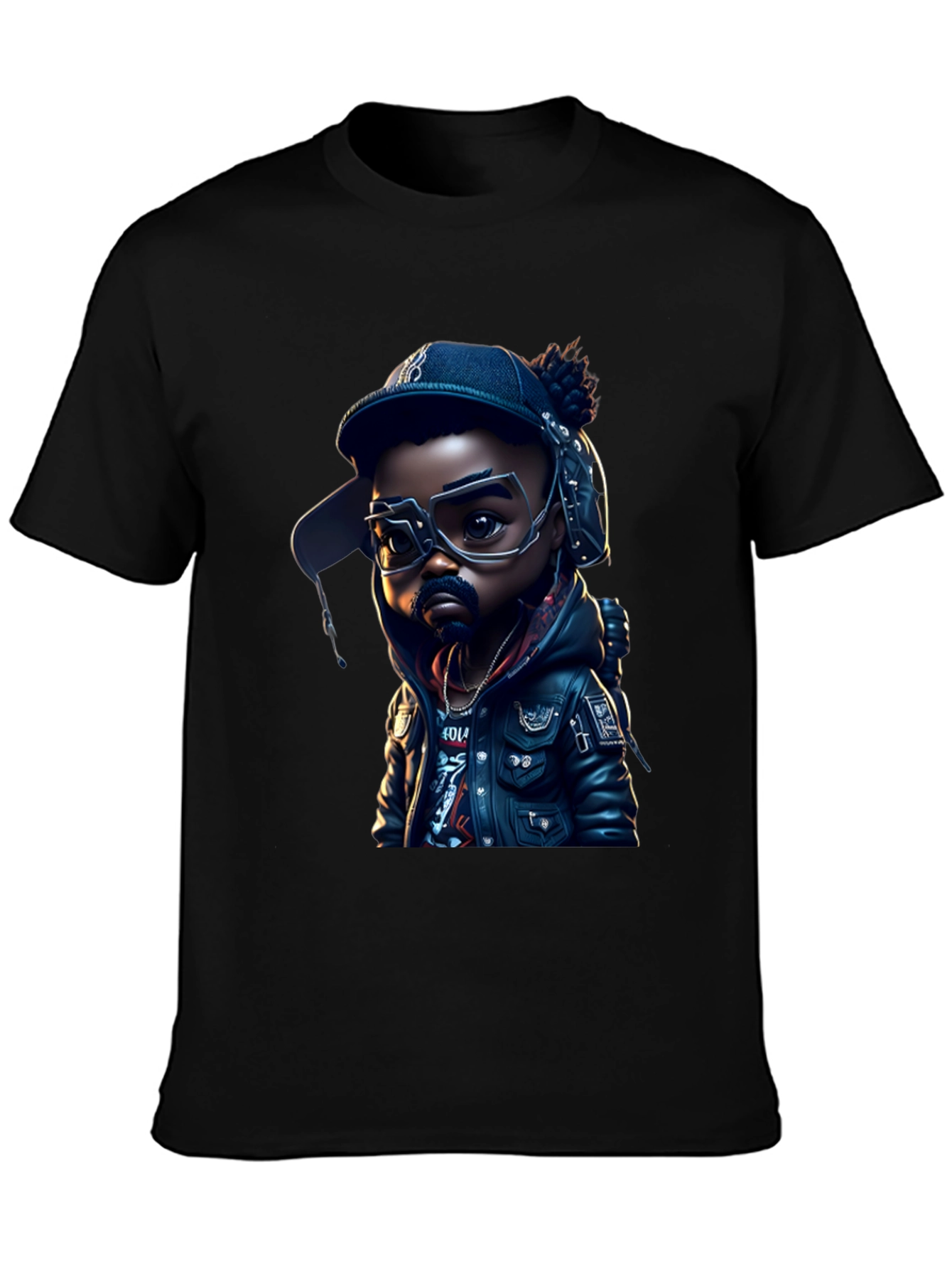 Cartoon Hip Hop Kid on Black Tee