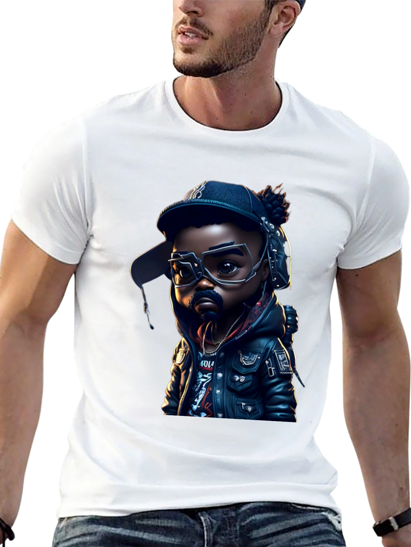 Cartoon Hip Hop Kid on Black Tee