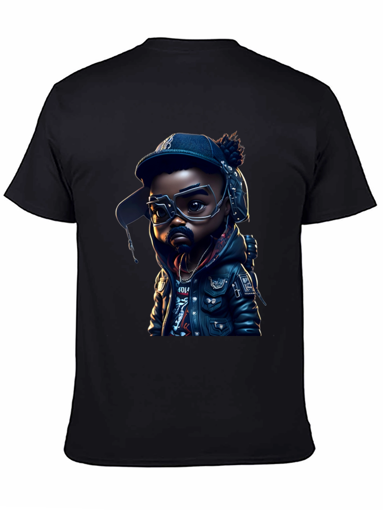 Cartoon Hip Hop Kid on Black Tee