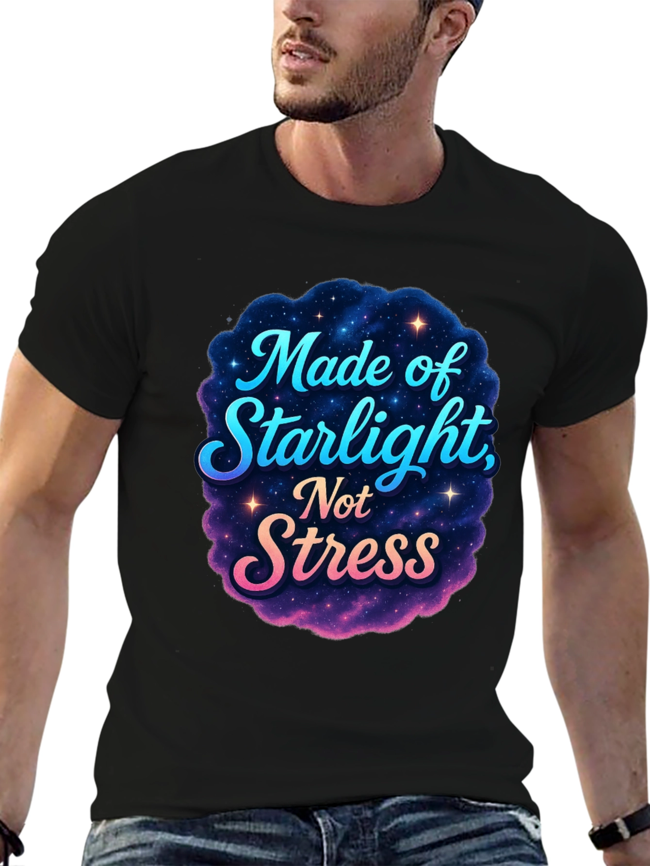 Made of Starlight Not Stress Black T-Shirt