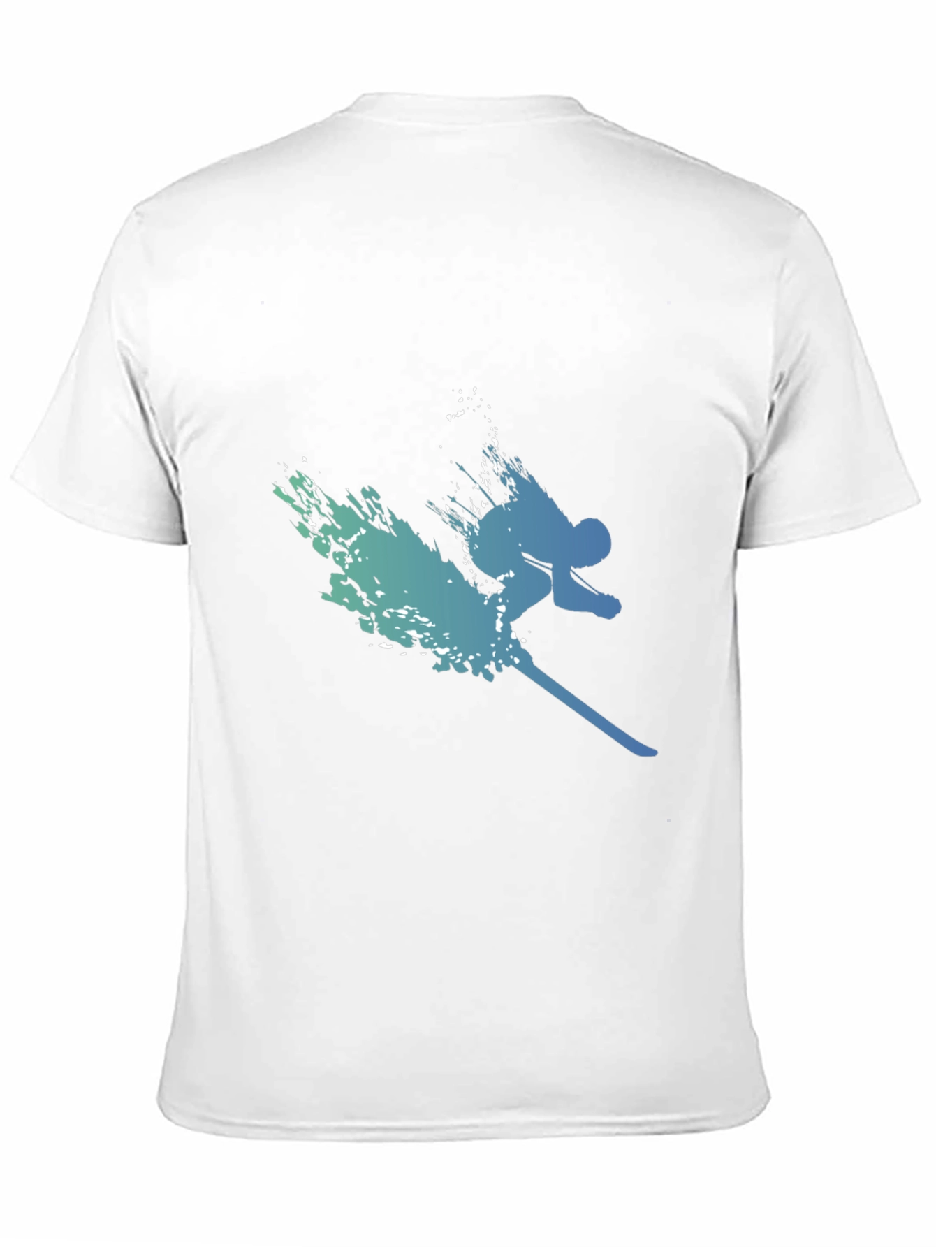 Stylish Skier Graphic Tee - Black Cotton Blend