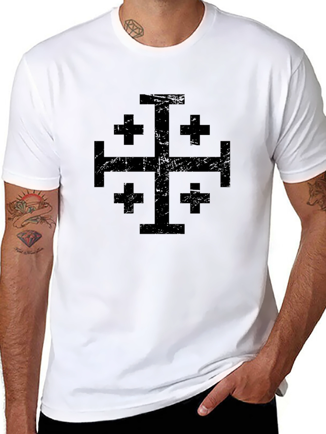 Jerusalem Cross Graphic Black T-Shirt