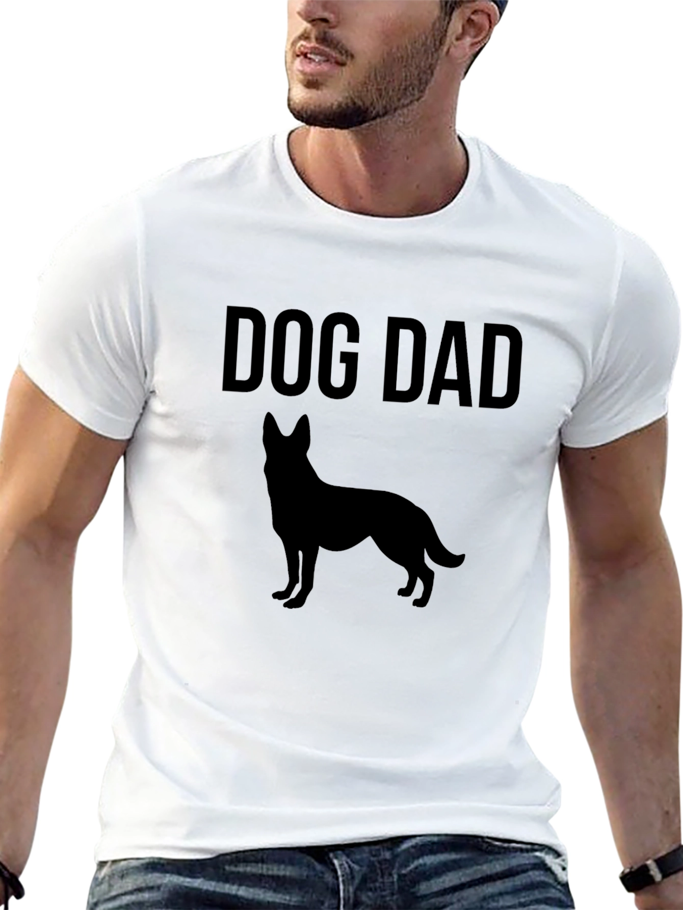 Dog Dad T-Shirt - German Shepherd Silhouette Design