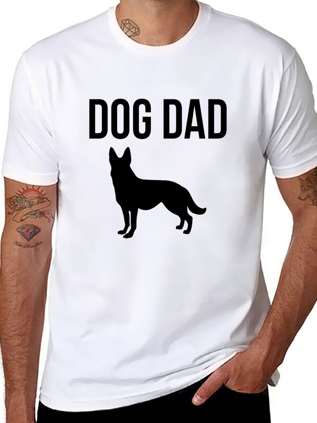 Dog Dad T-Shirt - German Shepherd Silhouette Design