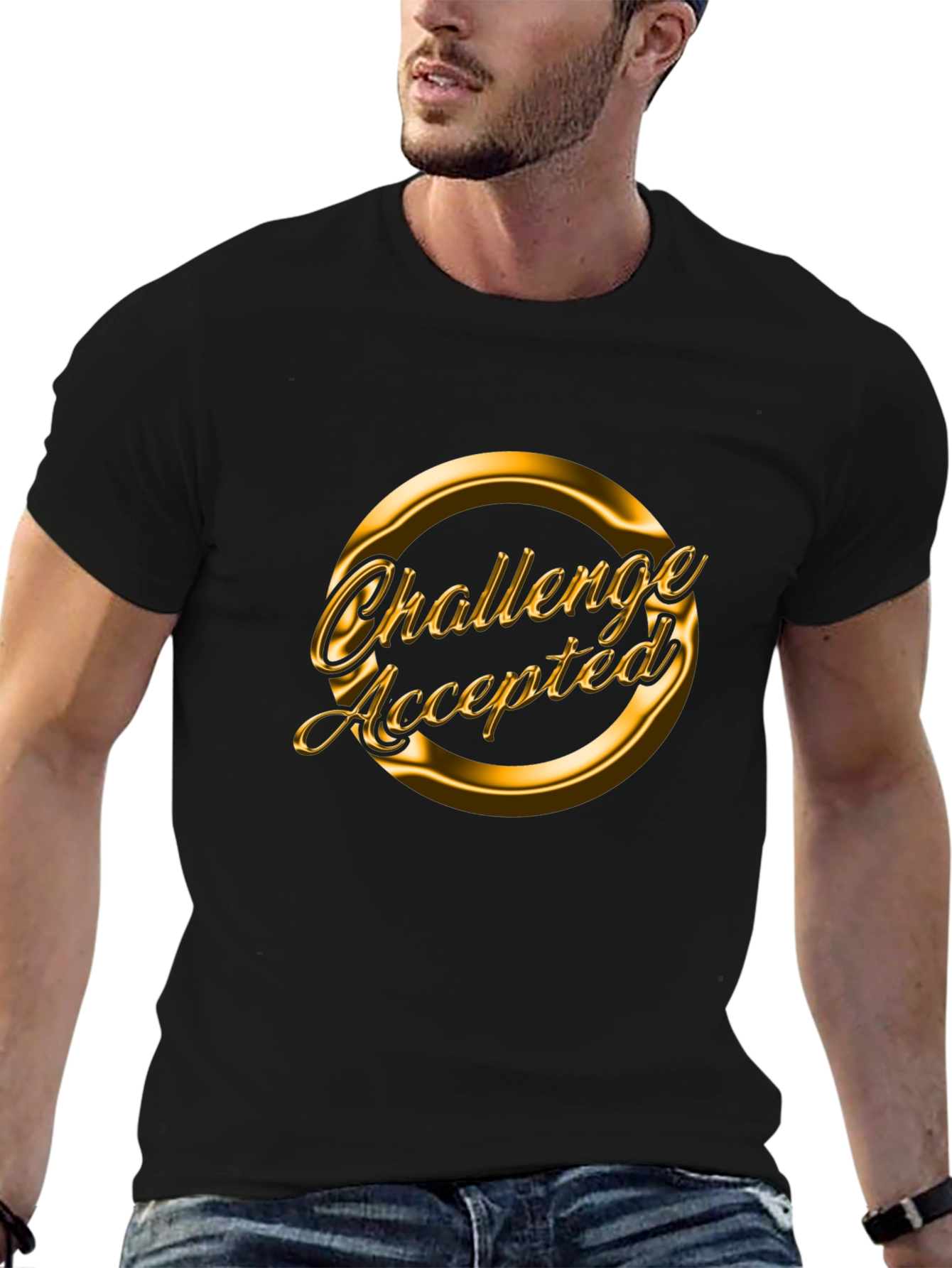 Challenge Accepted Black Graphic Tee