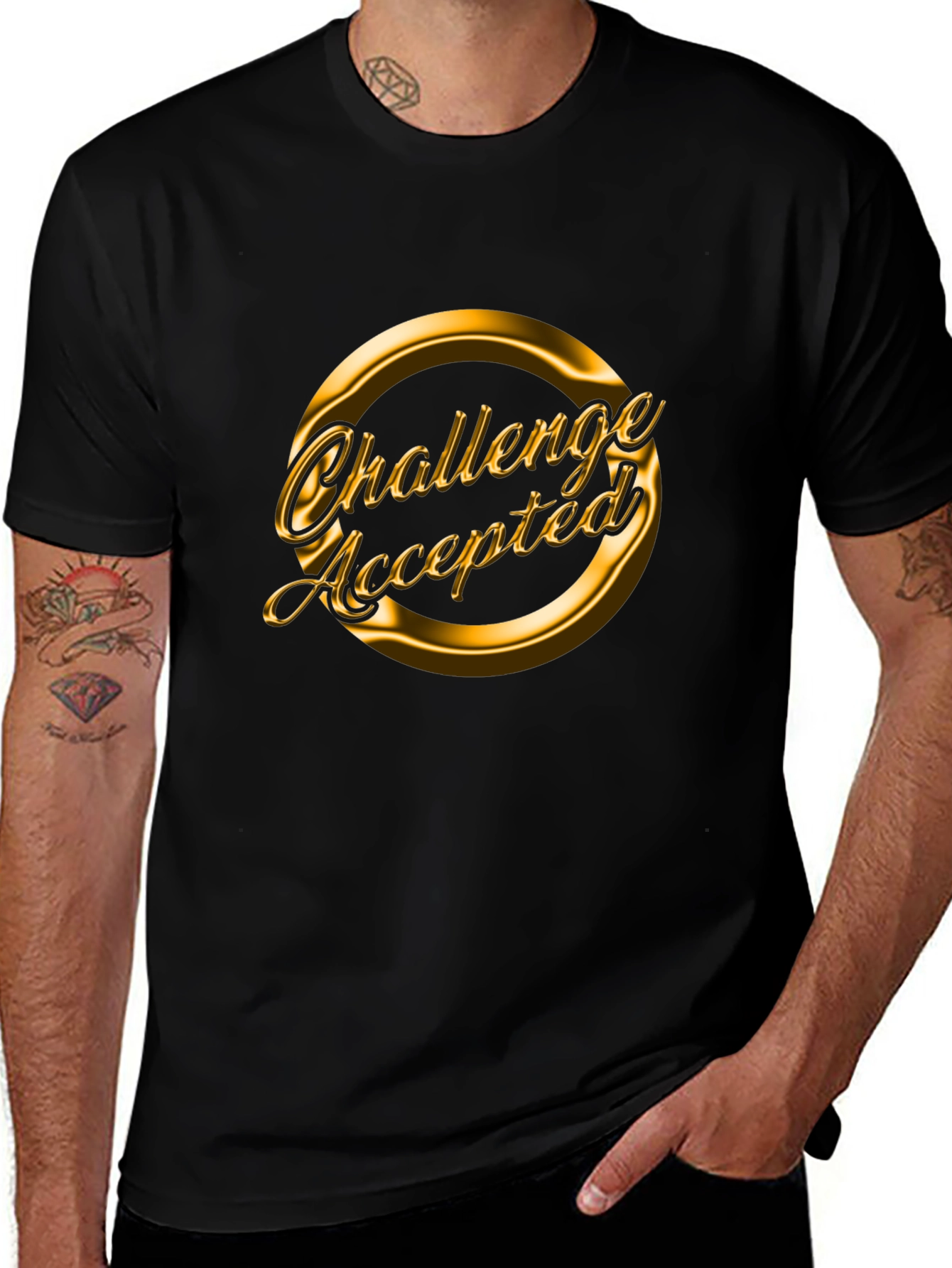 Challenge Accepted Black Graphic Tee