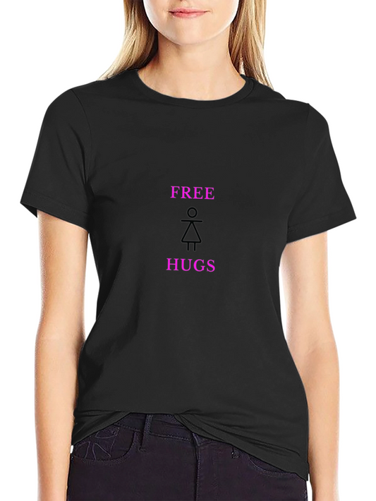 Free Hugs Graphic Tee - Black Cotton Comfort