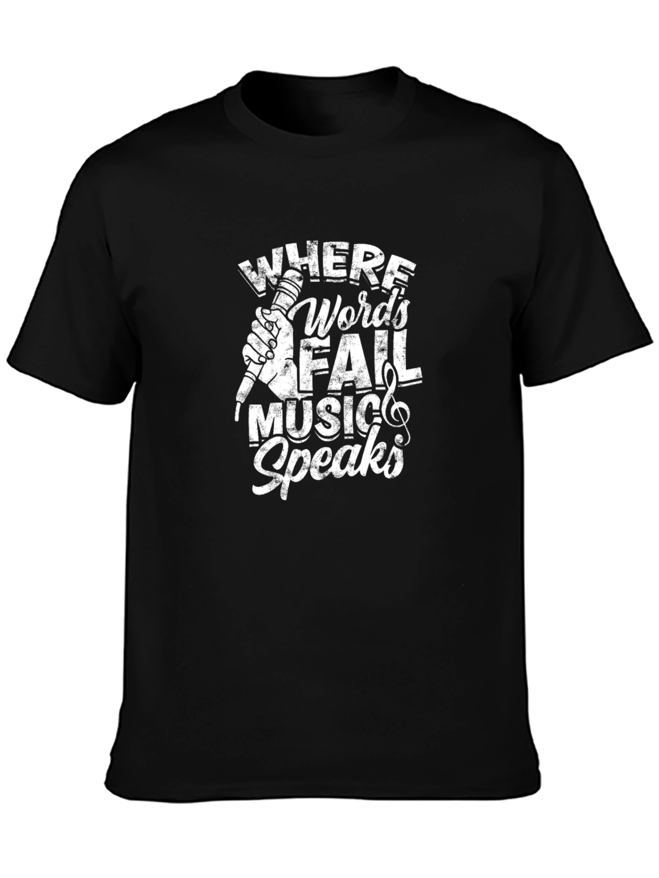 Music Speaks Black Graphic T-Shirt