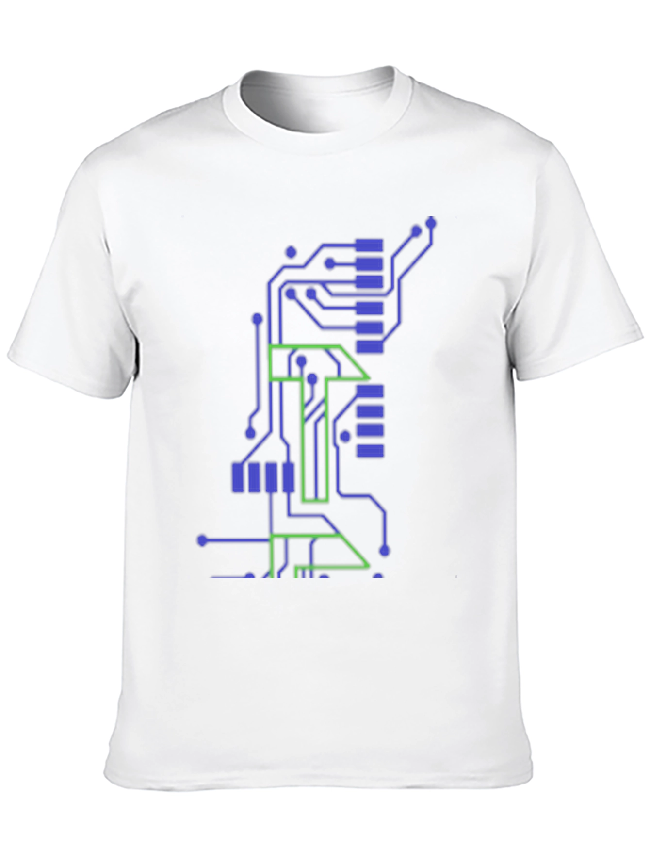 Tech Circuit Board Graphic Tee - Black Cotton T-Shirt