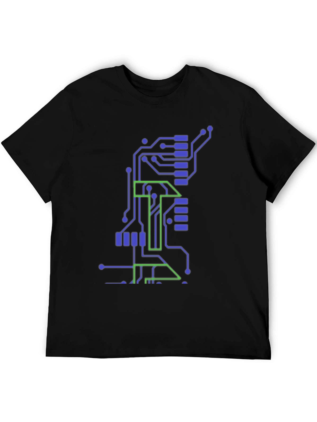 Tech Circuit Board Graphic Tee - Black Cotton T-Shirt