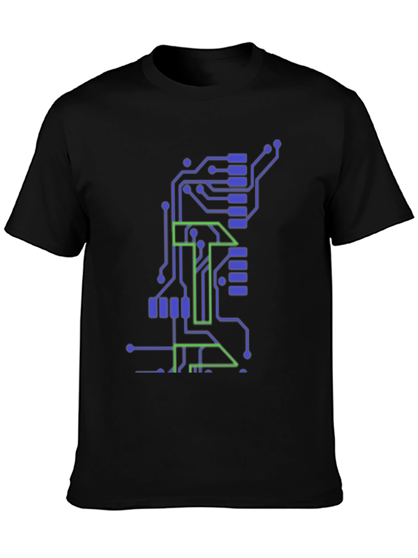 Tech Circuit Board Graphic Tee - Black Cotton T-Shirt