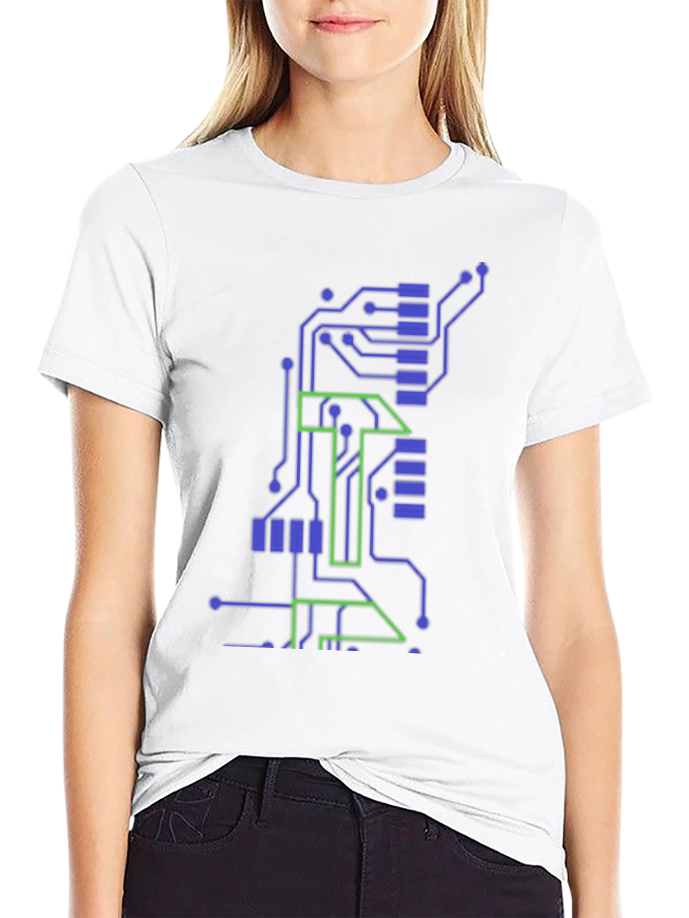 Tech Circuit Board Graphic Tee - Black Cotton T-Shirt