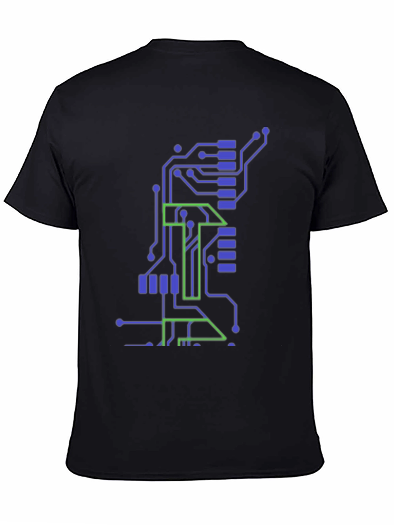 Tech Circuit Board Graphic Tee - Black Cotton T-Shirt